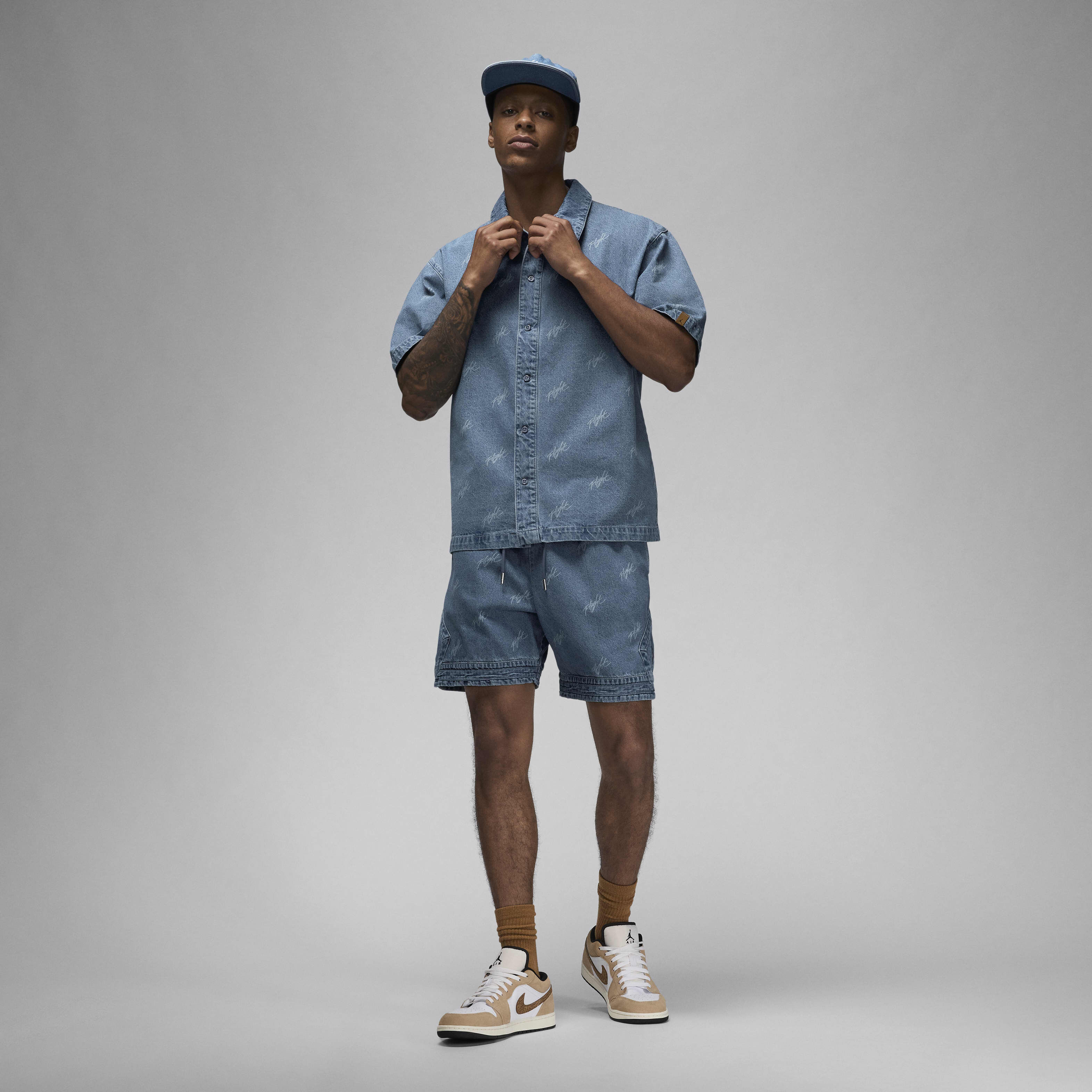 Buy Jordan Flight Heritage Men's Denim Top - Blue Grey @ Nike Kuwait