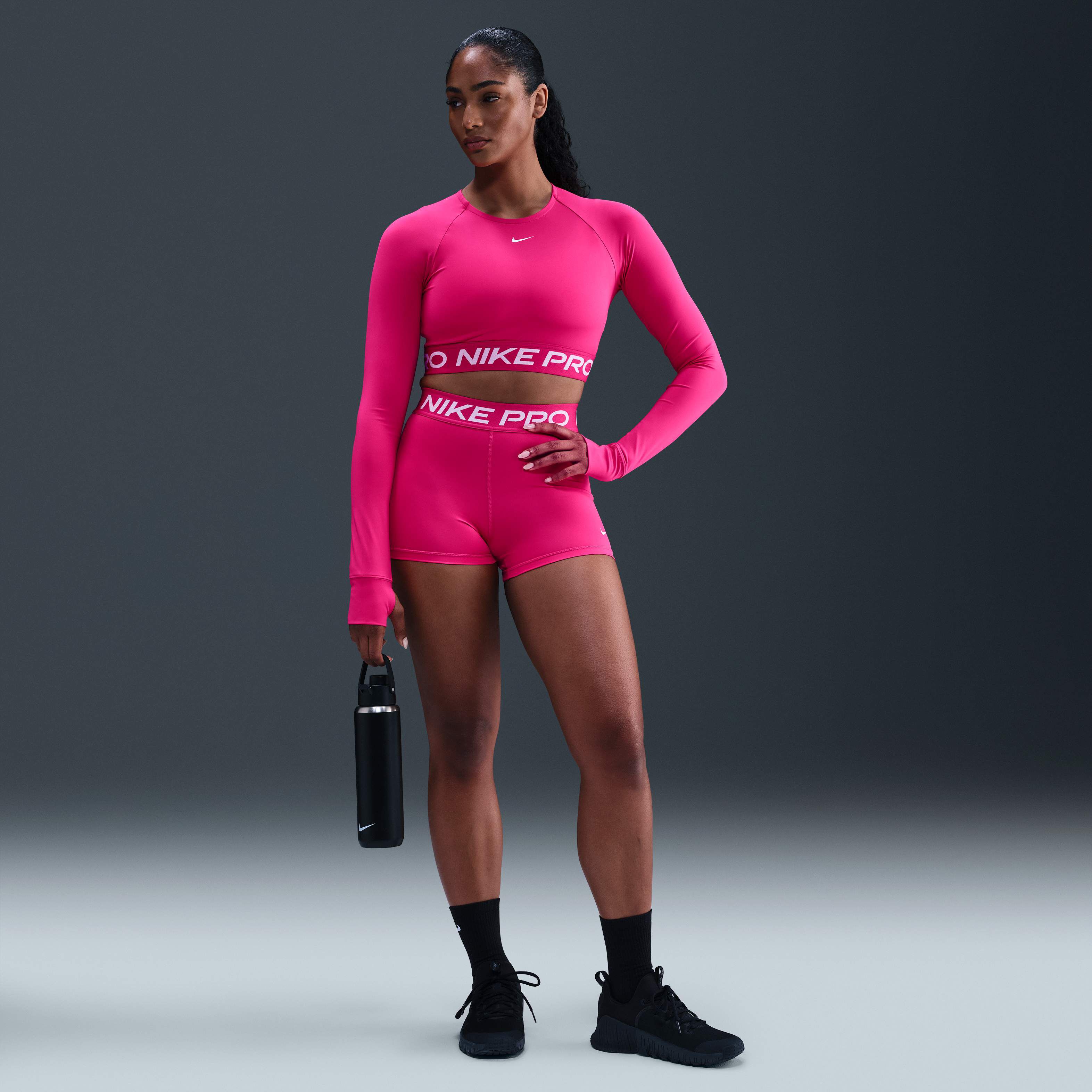 Buy Nike Pro Women's Dri-FIT Cropped Long-Sleeve Top - Rush Pink