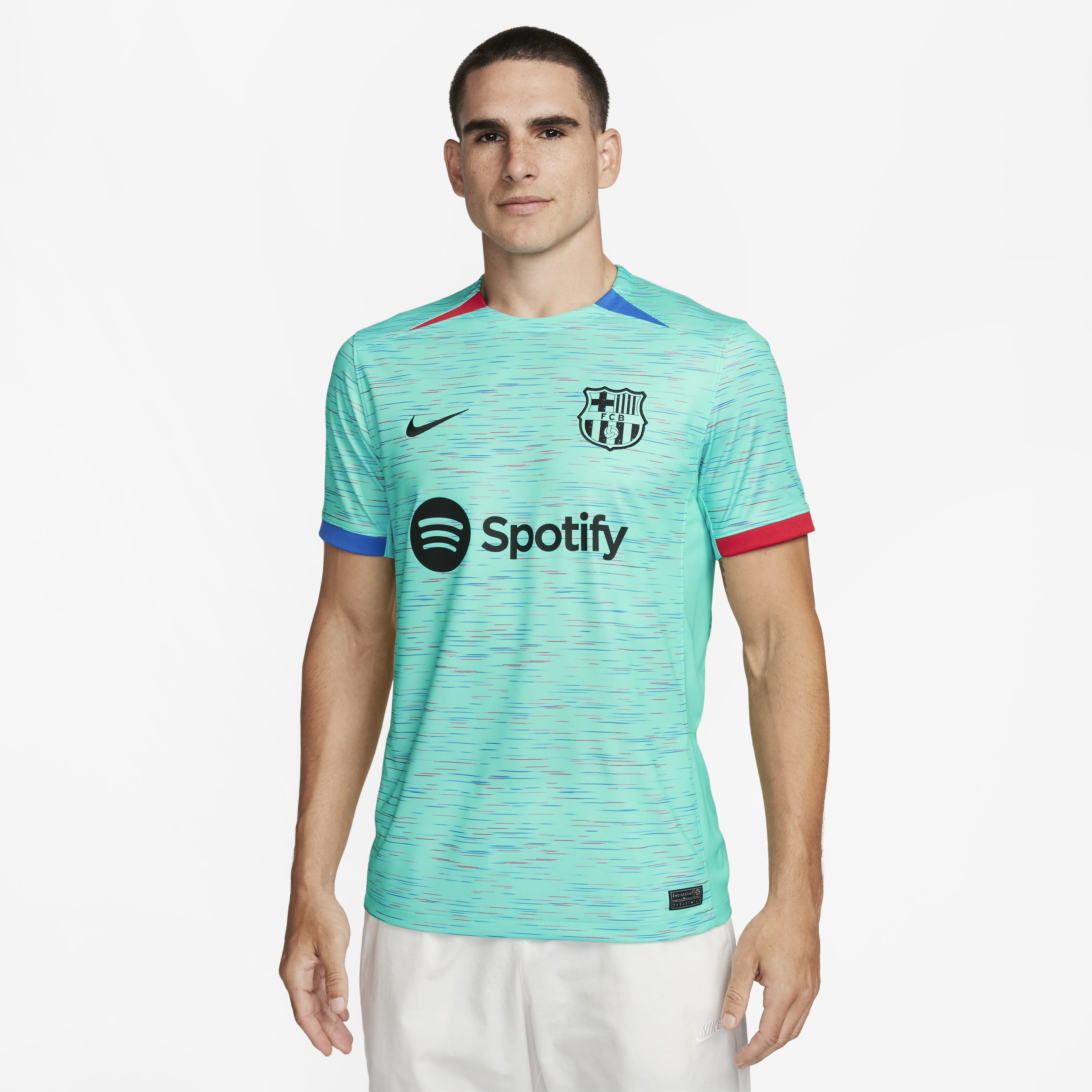 Buy F.C. Barcelona 2023 24 Stadium Third Men s Nike Dri FIT Football Shirt Aqua Royal Blue University Red Black Nike Kuwait Official