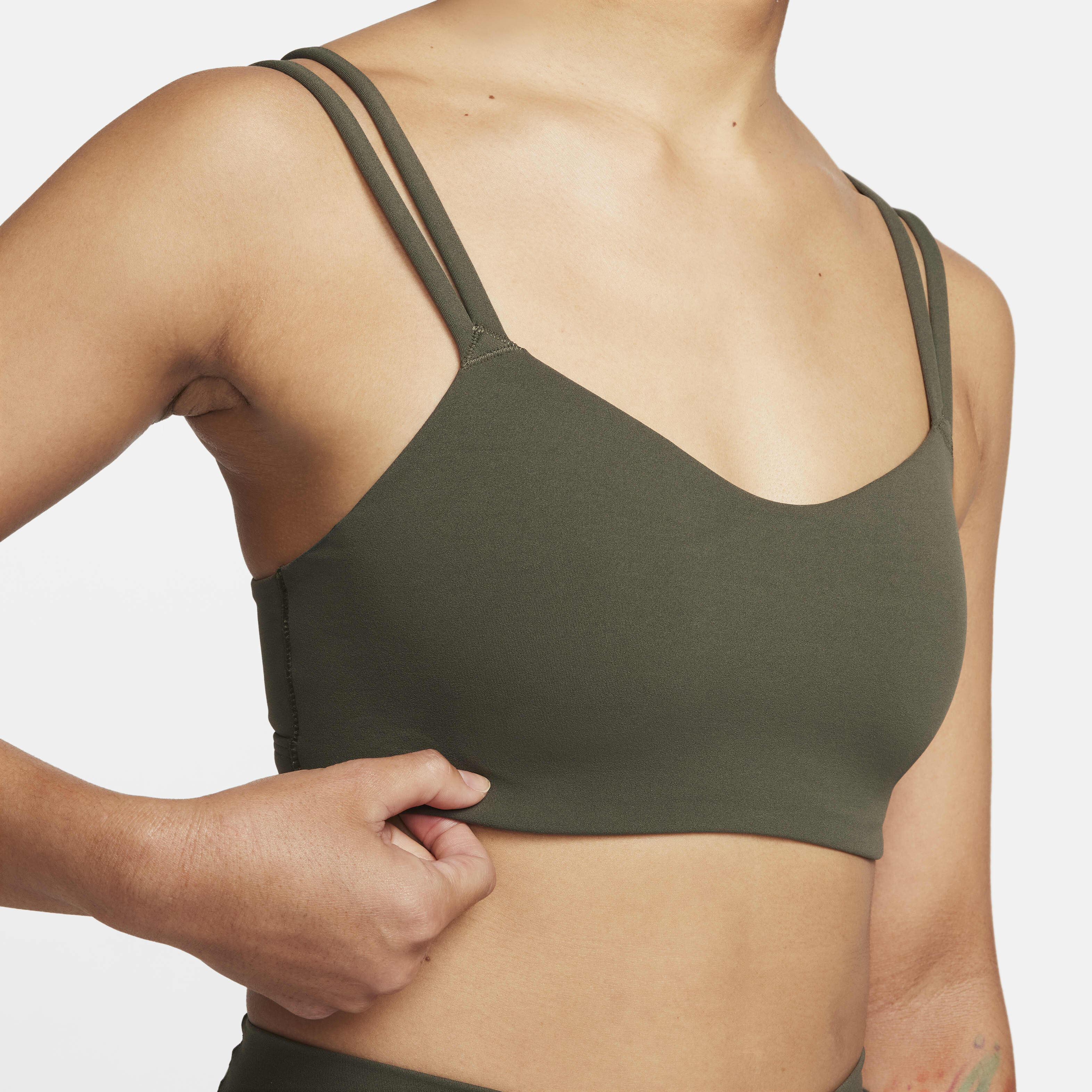 olive green nike sports bra