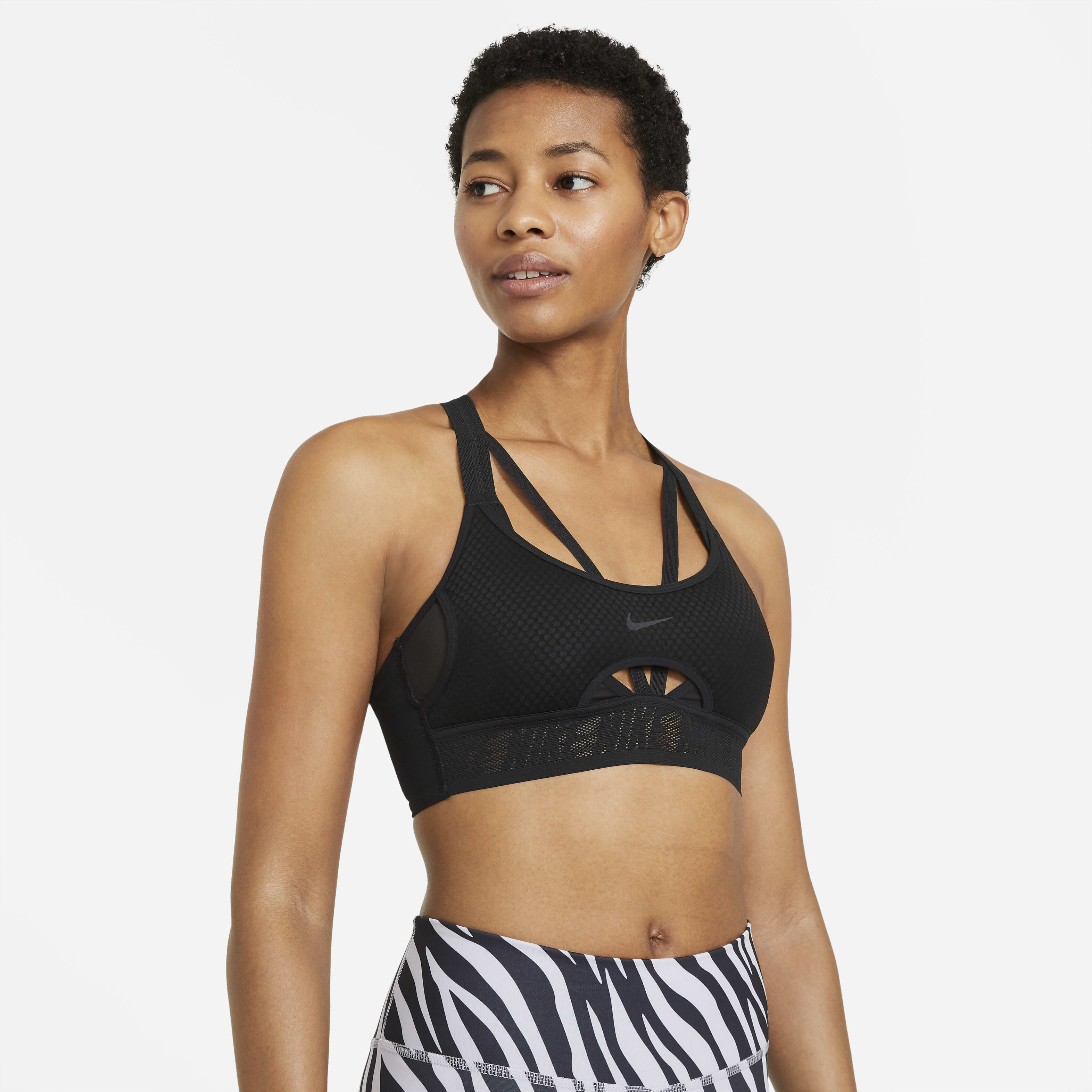 Buy Nike Dri FIT ADV Indy Women s Light Support Padded Strappy Sports Bra Black Black Black Dark Smoke Grey Nike Kuwait Official