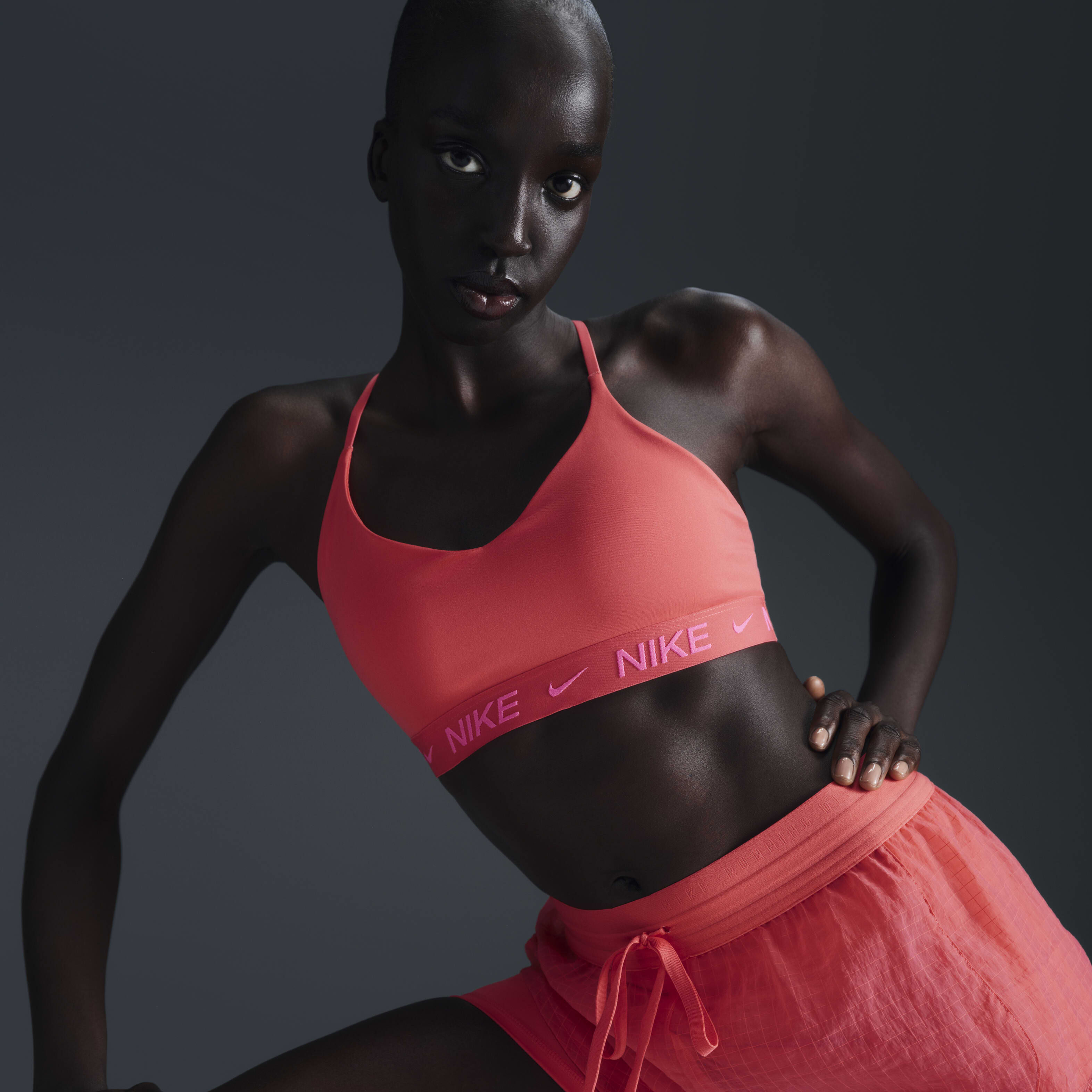 Nike rose gold sports bra discount
