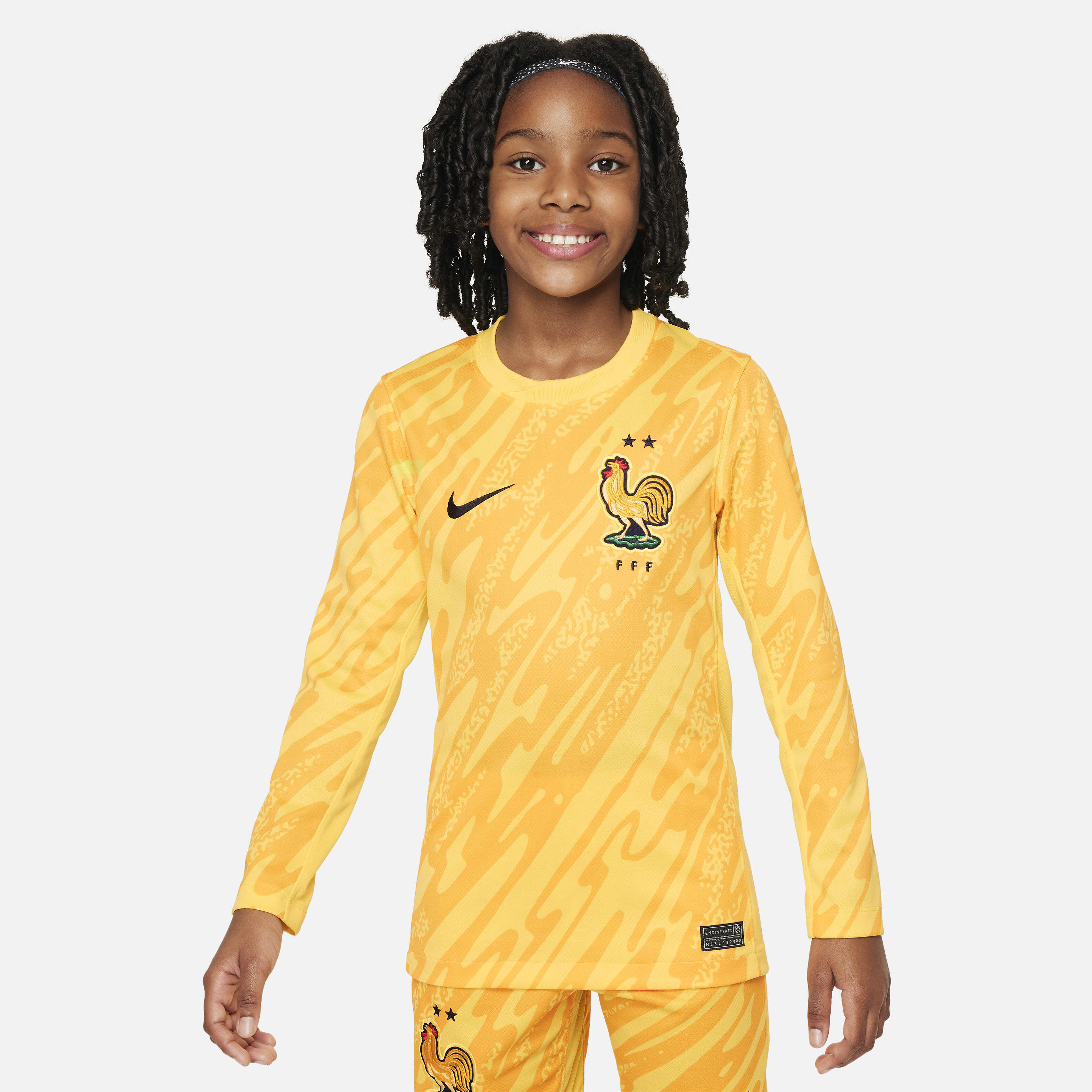 Buy FFF Men s Team 2024 25 Stadium Goalkeeper Older Kids Nike Dri FIT Football Replica Shirt Tour Yellow University Gold Black Nike Kuwait Official