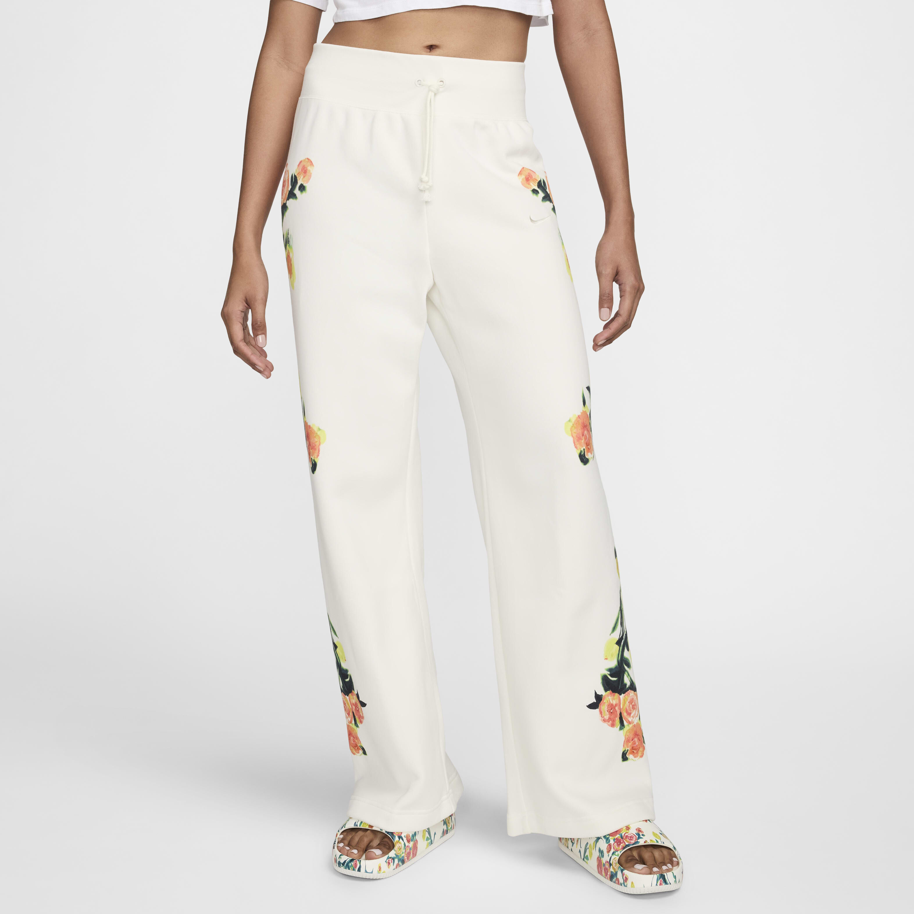 Buy Nike Sportswear Phoenix Fleece Women s Artist Collection High Waisted Wide Leg Tracksuit Bottoms Sail Sail Nike Kuwait Official