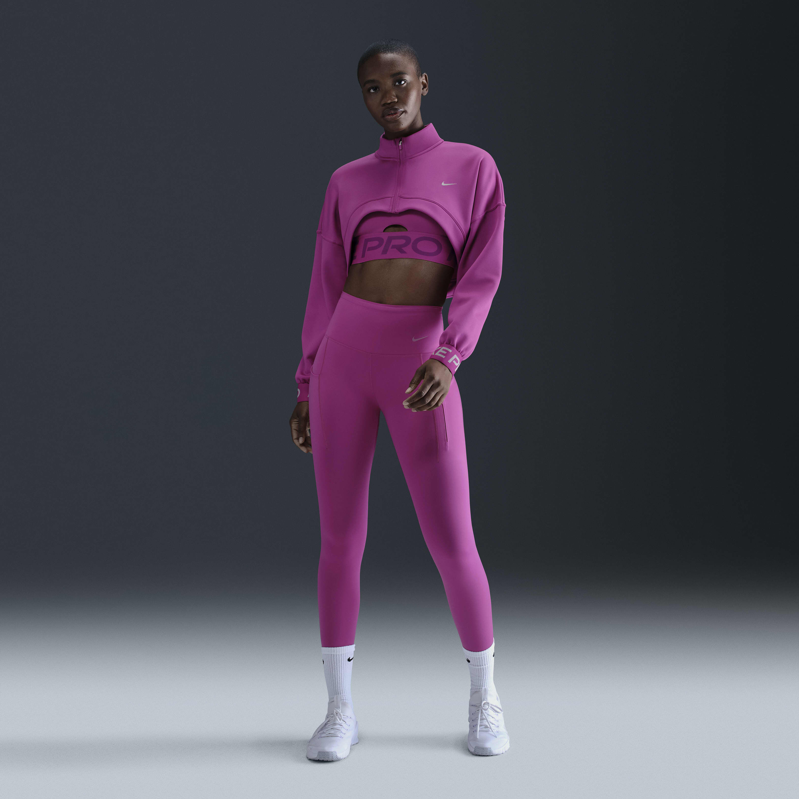 Buy Nike Go Women s Firm Support High Waisted Full Length Leggings with Pockets Hot Fuchsia Black Nike Kuwait Official
