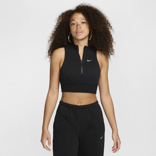 Women's Sleeveless & Tank Tops Sale-Nike, Nike Sportswear Chill Terry, Women's Slim Cropped 1/2-Zip French Terry Tank Top