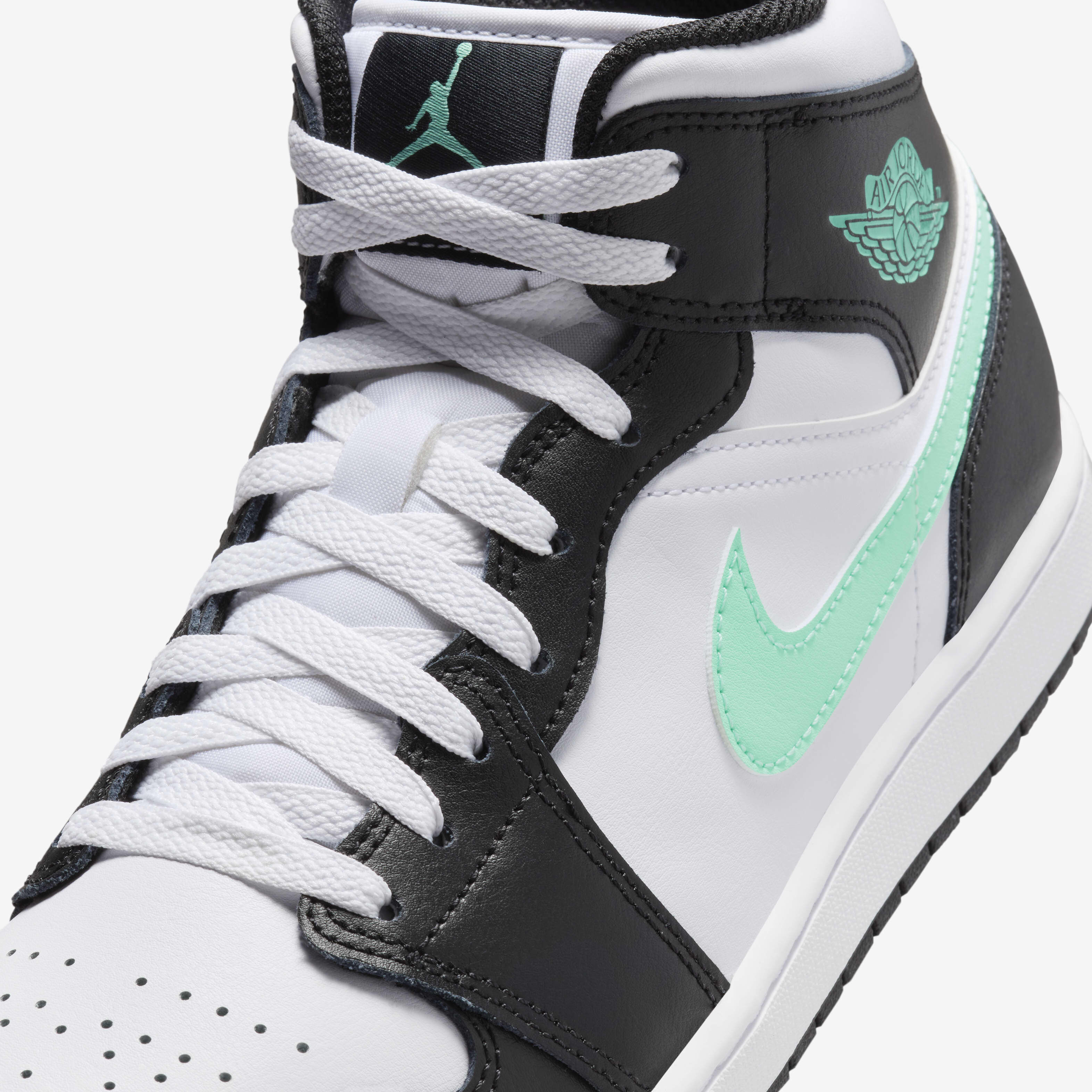 Buy Air Jordan Mid Men's Shoes White/Black/Green Glow Nike