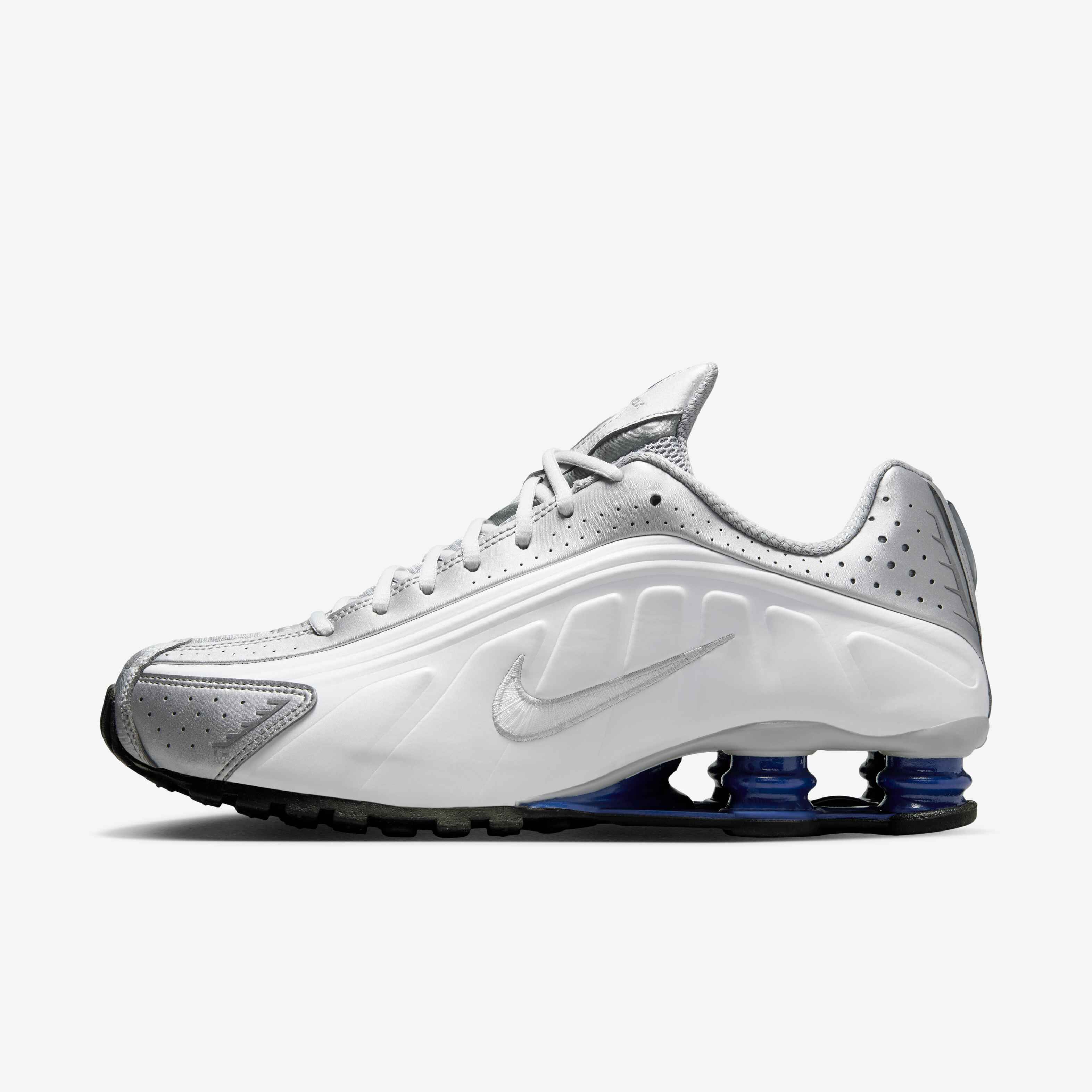 Buy Nike Shox R4 Men's Shoes - White/Metallic Silver/Deep Royal