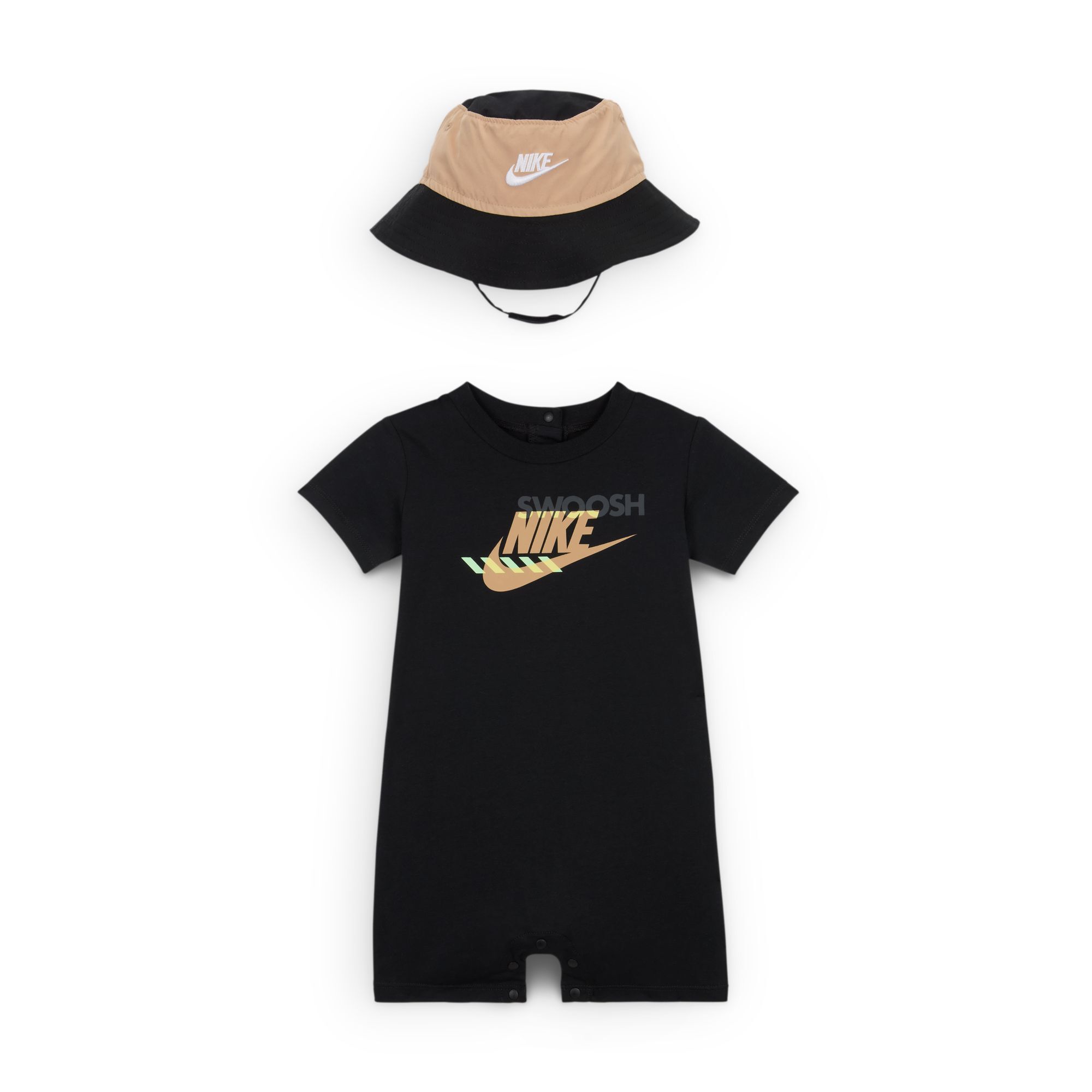 Buy Nike Sportswear PE Baby 12 24M Romper and Bucket Hat Set Black Nike Kuwait Official