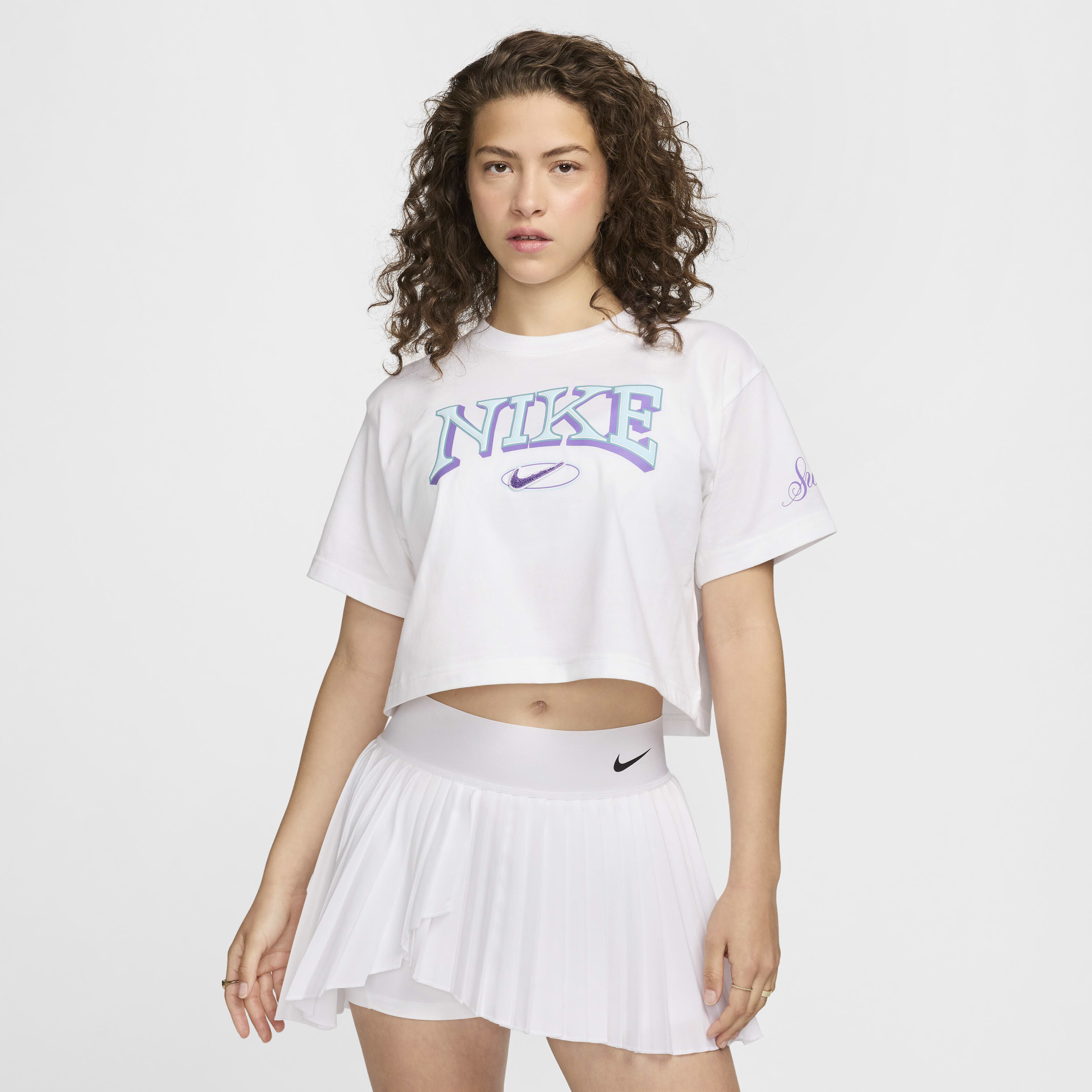 Buy Nike Sportswear Women s Loose Short Sleeve Cropped T Shirt White Nike Kuwait Official