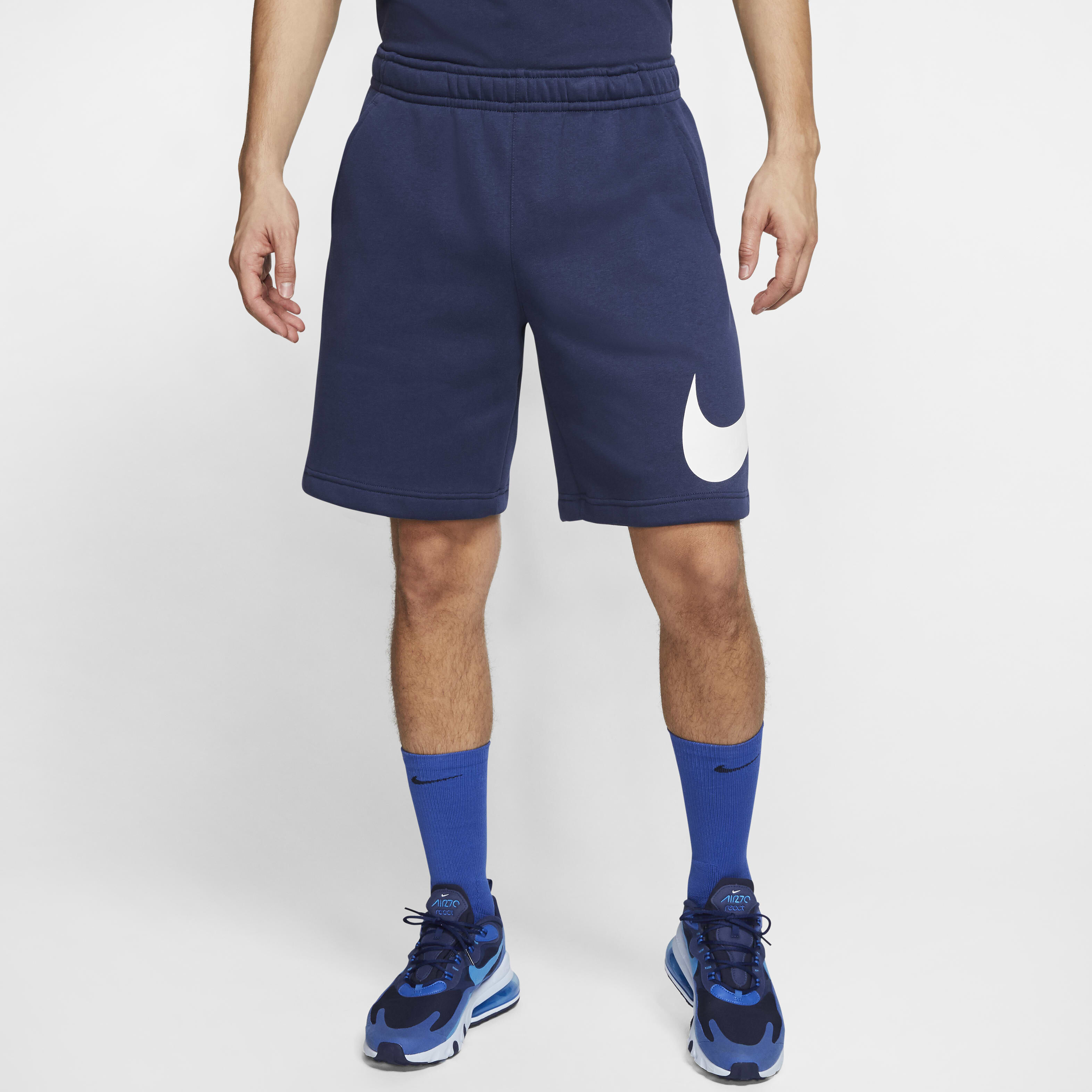Buy Nike Sportswear Club Men s Graphic Shorts Midnight Navy White White Nike Kuwait Official