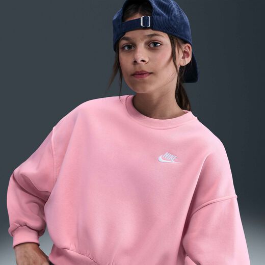 Kids' Sweatshirts-Nike, Nike Sportswear Club Fleece, Girls' Boxy Crew-Neck Sweatshirt