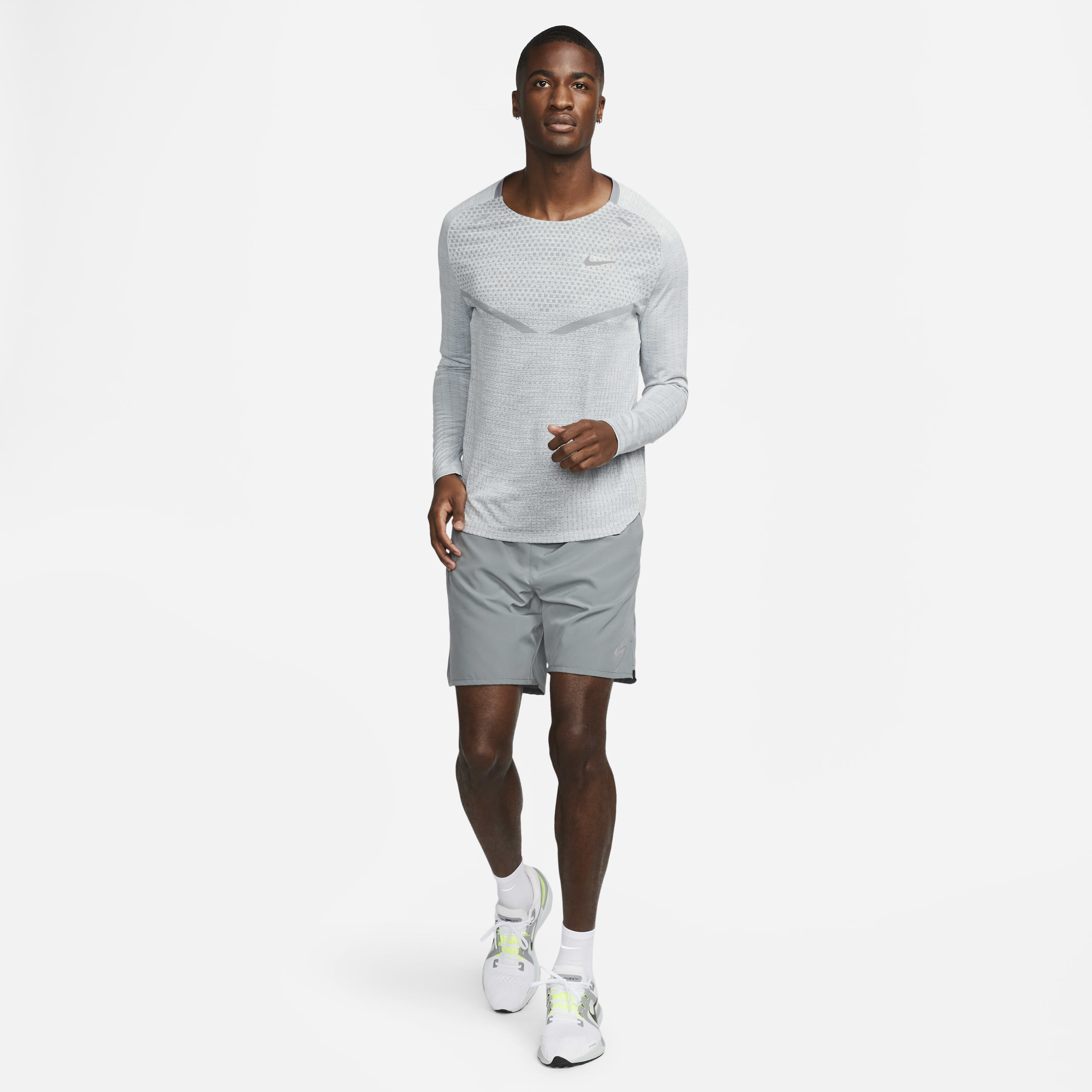 Buy Nike Challenger Men s Dri FIT 18cm approx. 2 in 1 Running Shorts Smoke Grey Dark Smoke Grey Black Nike Kuwait Official