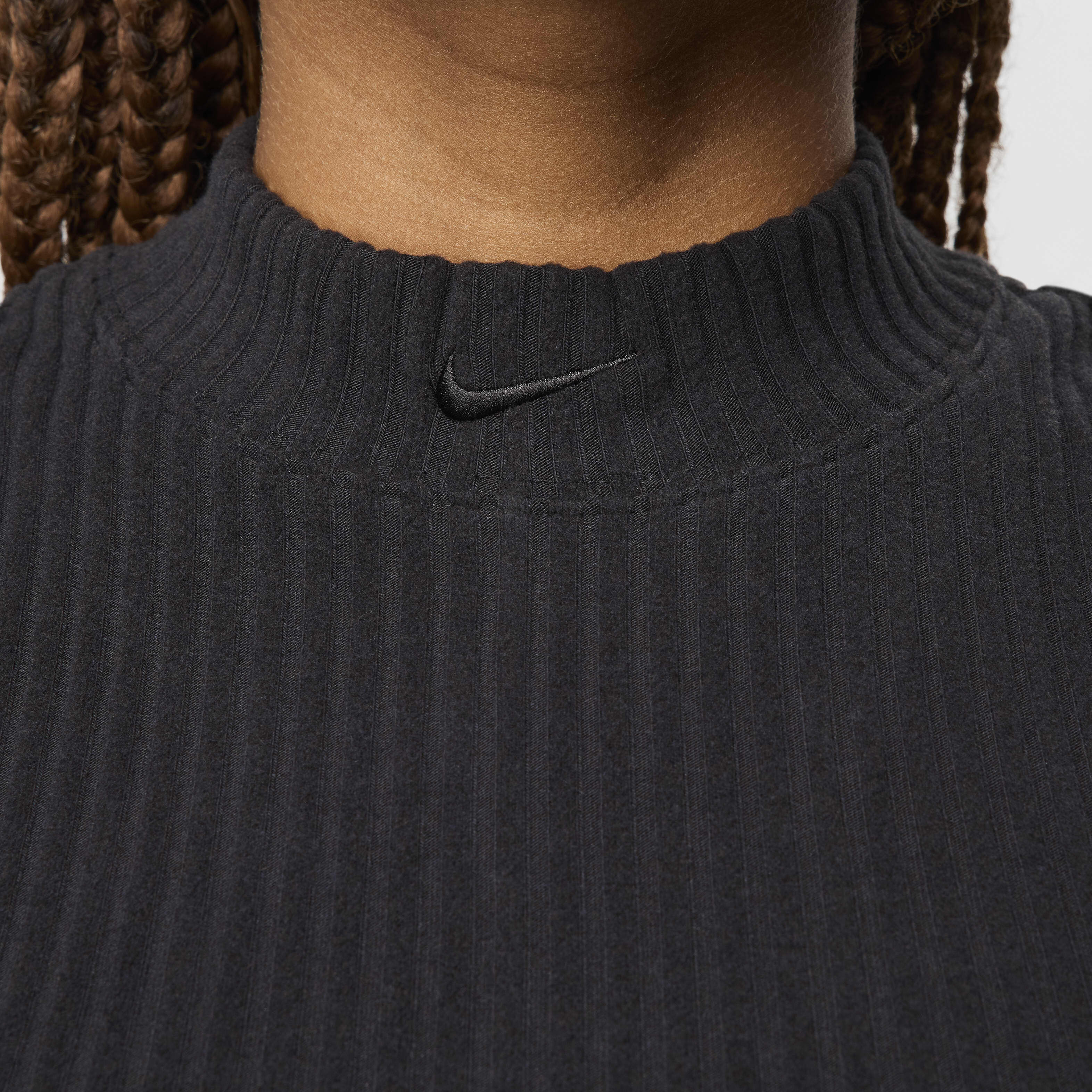 Buy Nike Sportswear Chill Rib Women s Tight Mock Neck Cropped Tank Top Black Black Nike Kuwait Official