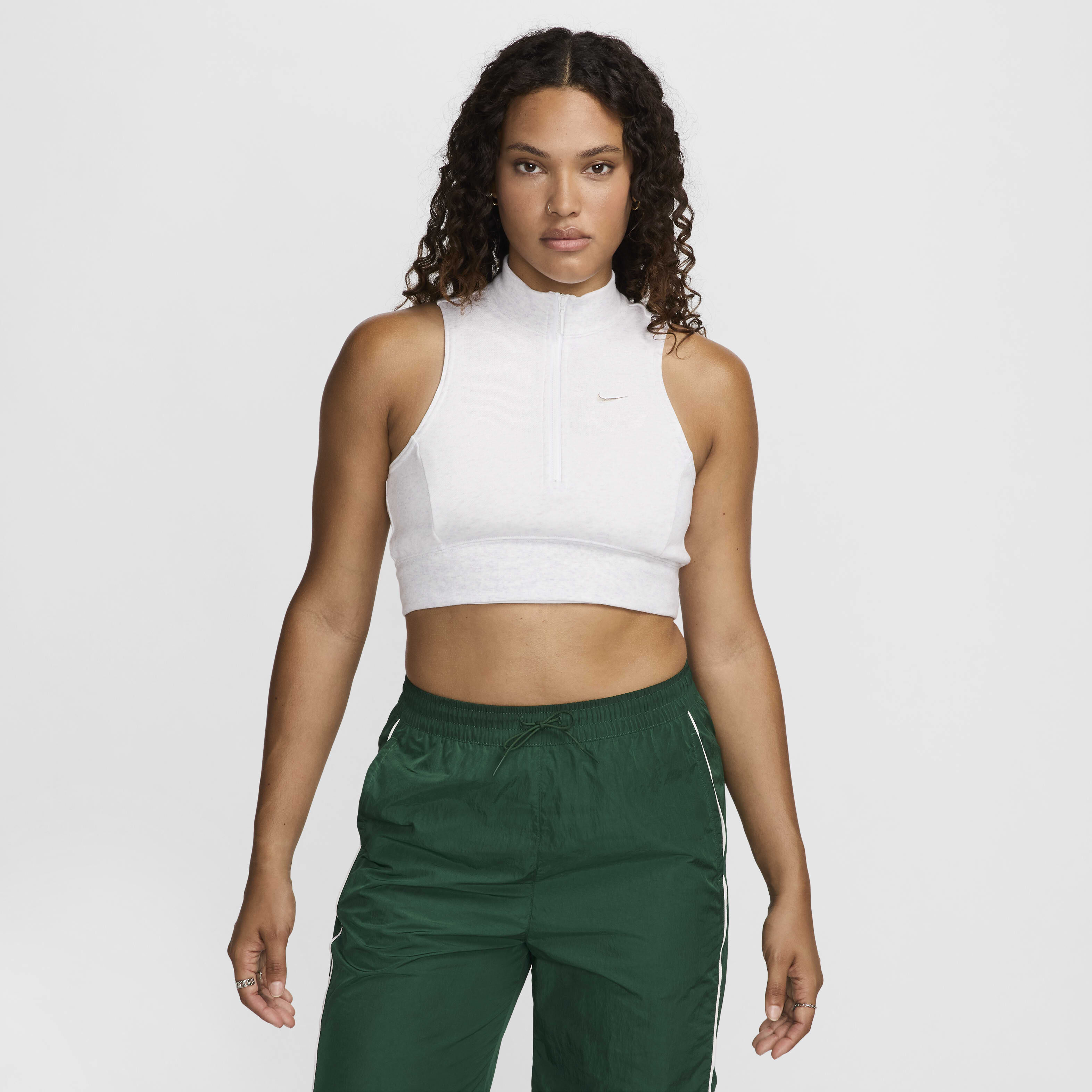 Buy Nike Sportswear Chill Terry Women s Slim Cropped 1 2 Zip French Terry Tank Top Nike Kuwait Official
