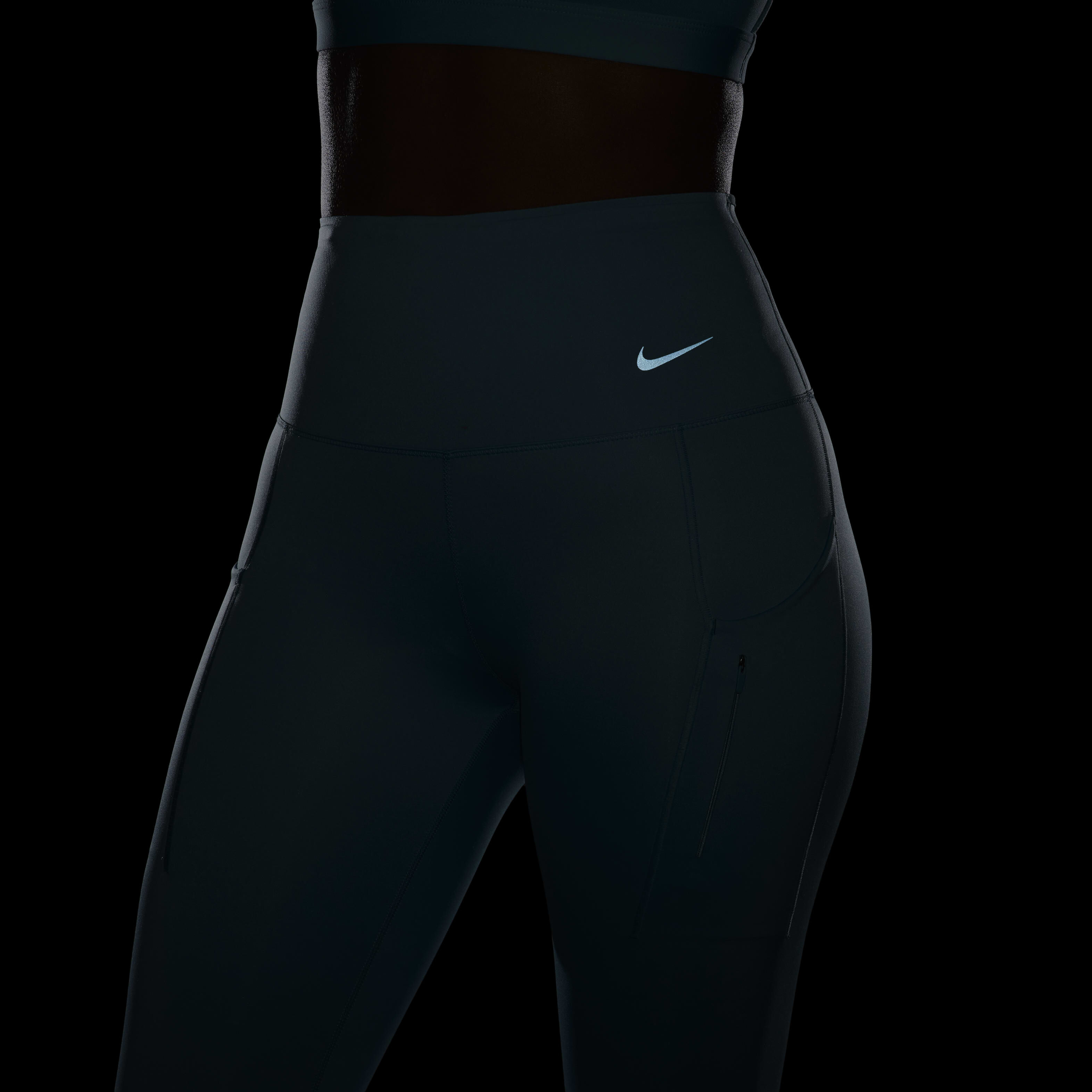 Buy Nike Go Women s Firm Support High Waisted Full Length Leggings with Pockets Denim Turquoise Black Nike Kuwait Official