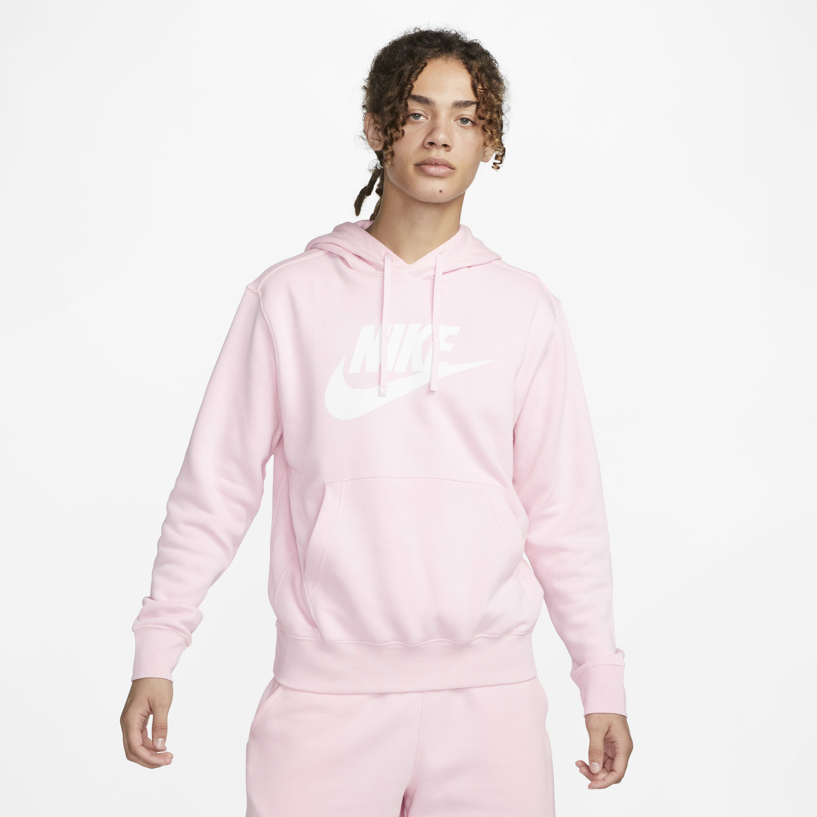 nike sportswear club fleece pullover hoodie pink