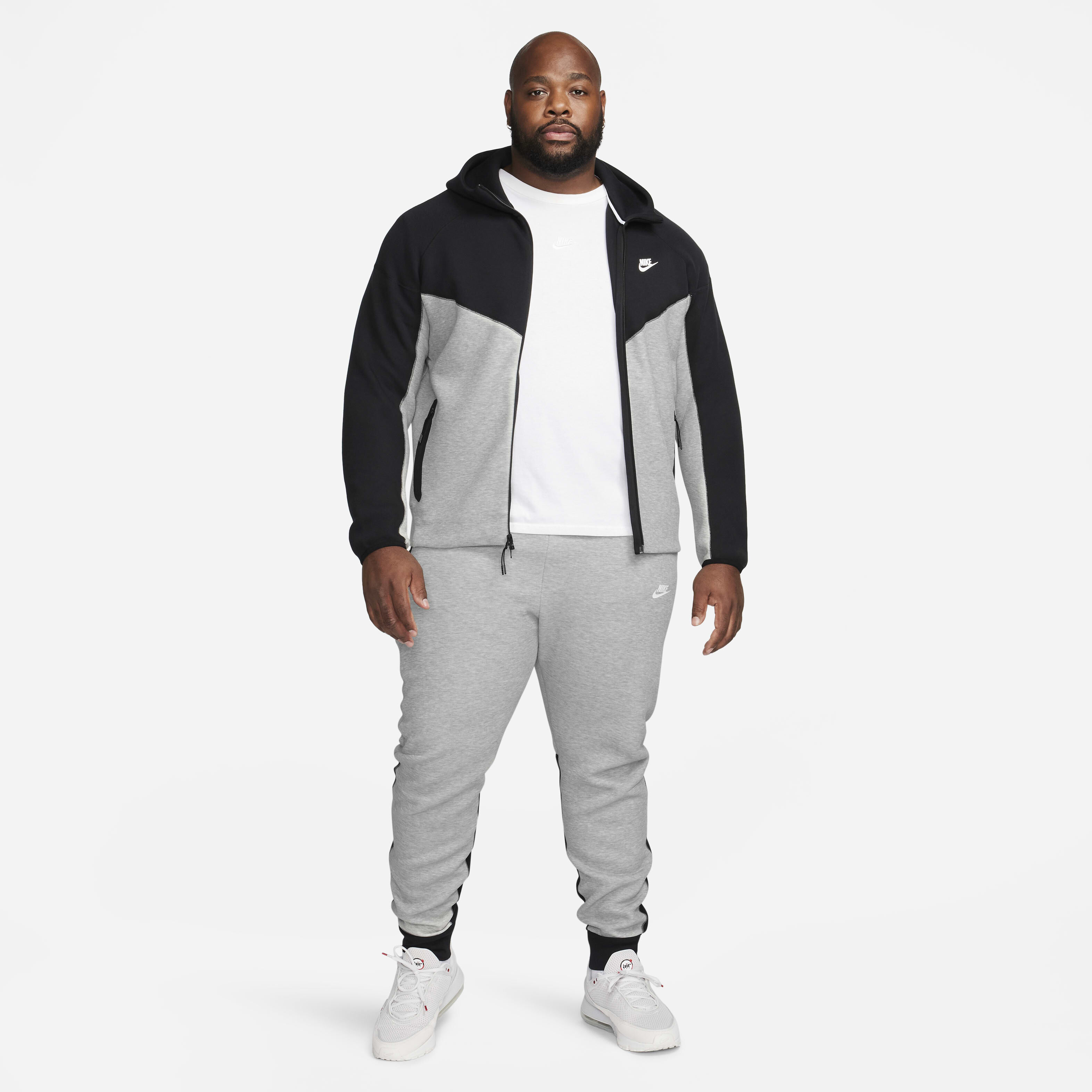 Buy Nike Sportswear Tech Fleece Windrunner Men s Full Zip Hoodie Dark Grey Heather Black White Nike Kuwait Official