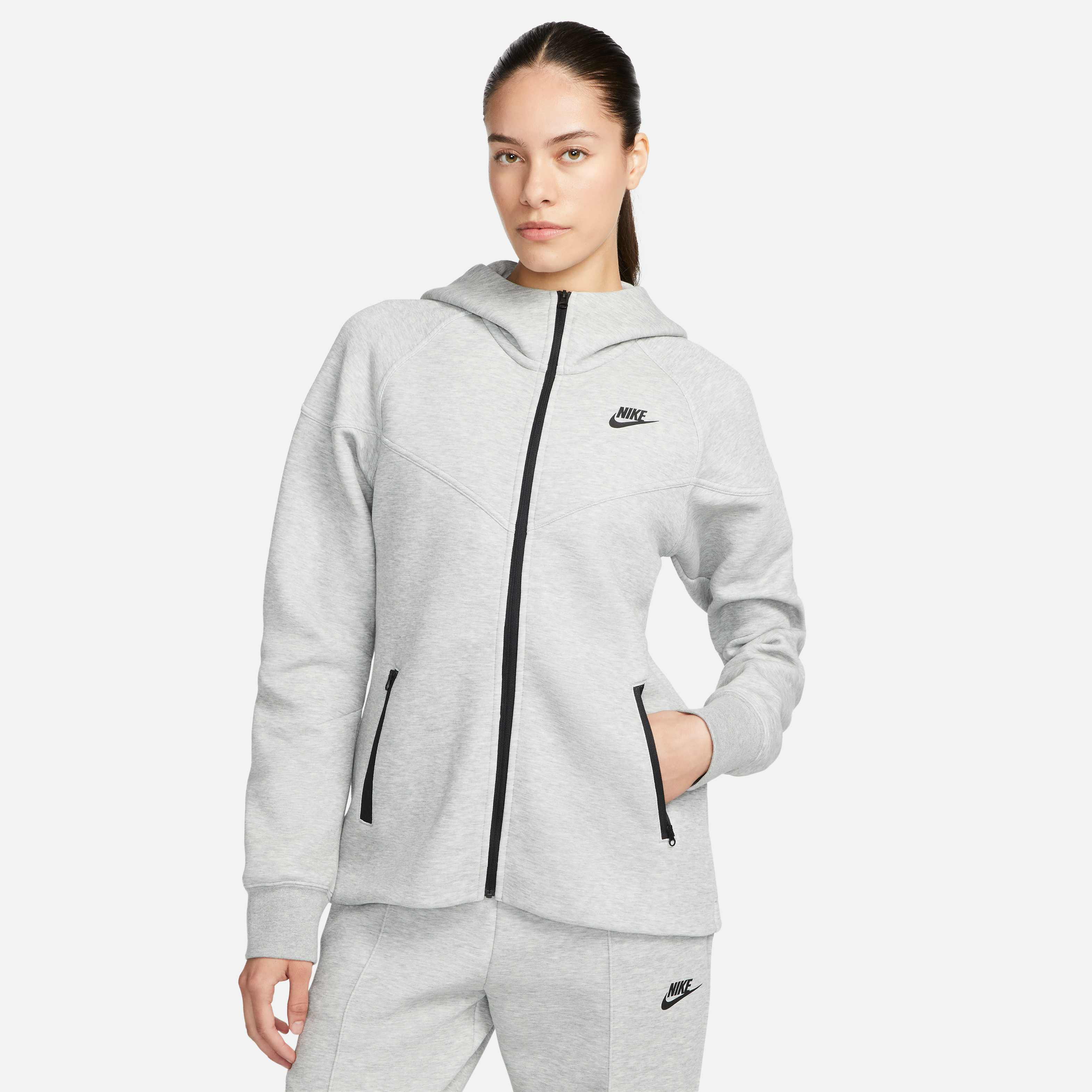 gray nike zip up hoodie womens
