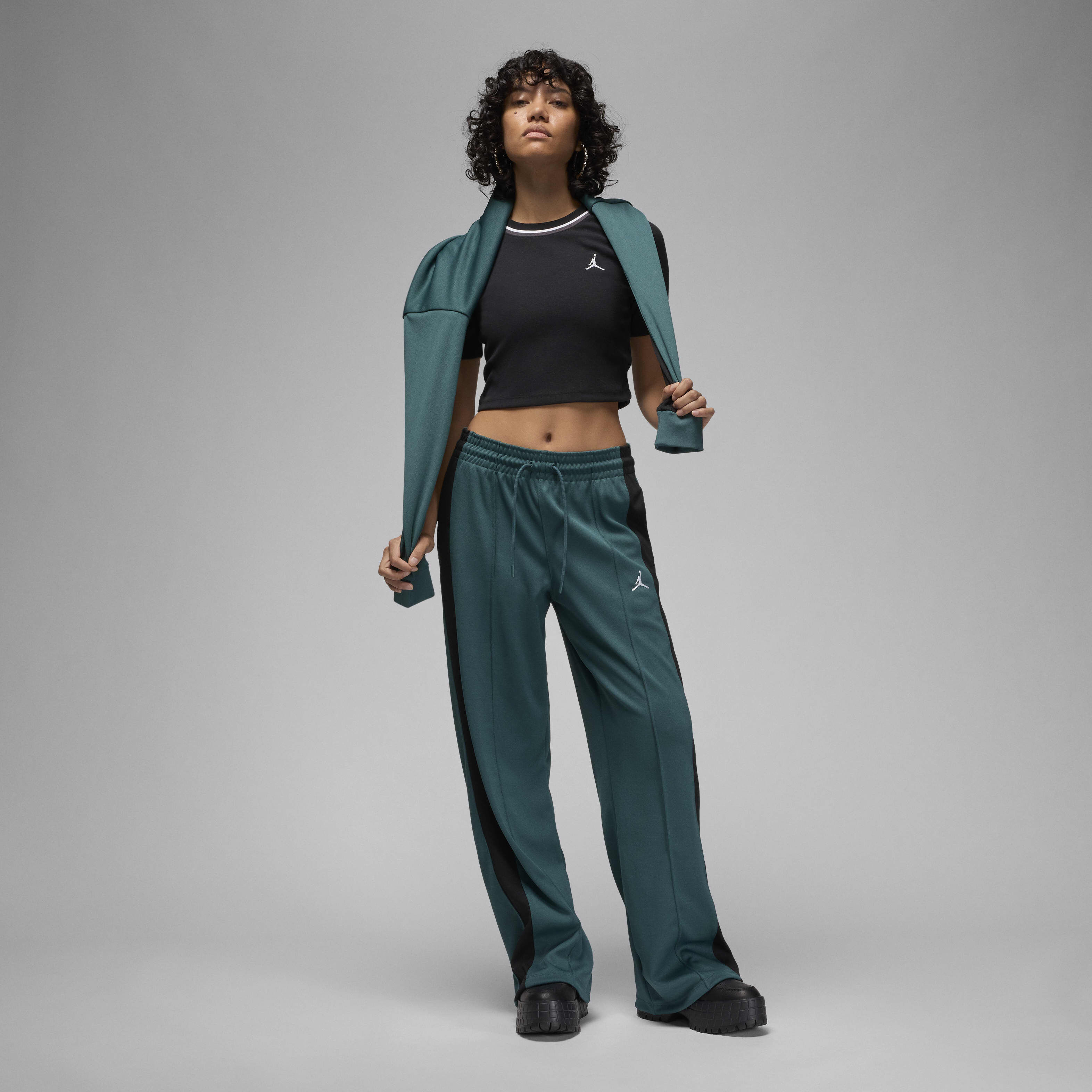 Buy Jordan Women s Knit Tracksuit Bottoms Oxidised Green Black White Nike Kuwait Official
