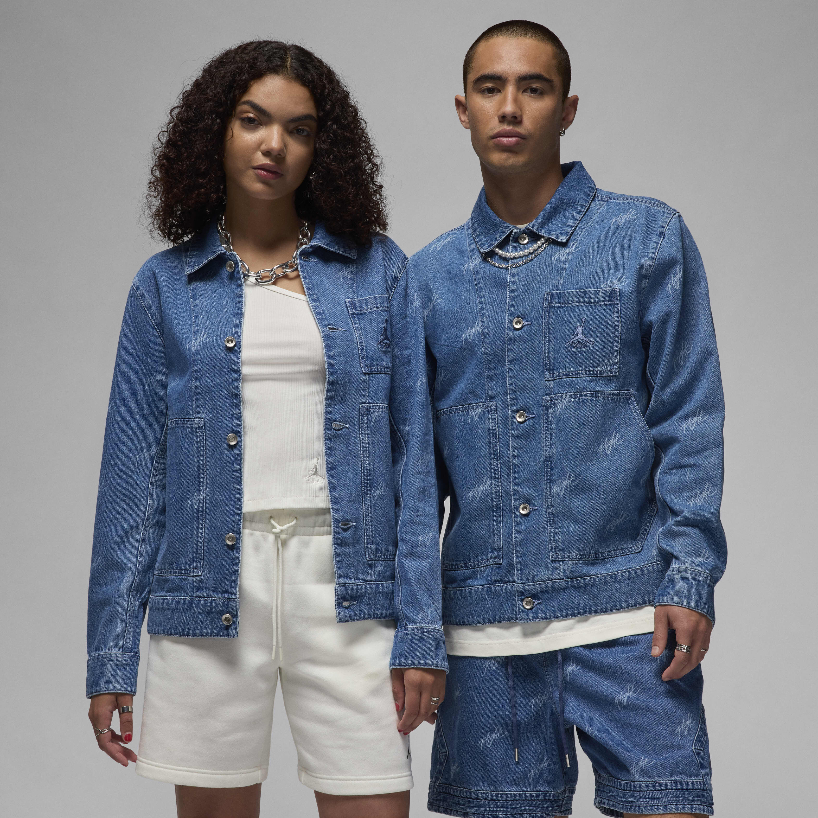 Nike Men's Jordan Flight Heritage Denim Jacket L Blue at