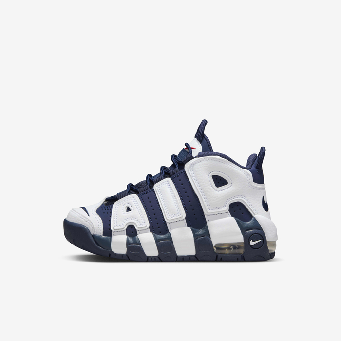 Buy Nike Air More Uptempo Younger Kids' Shoes White/Metallic