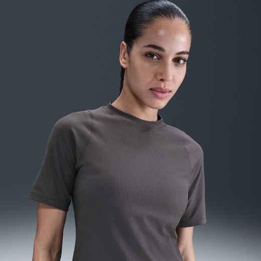 Yoga Tops & T-Shirts-Nike, Nike Zenvy Rib, Women's Dri-FIT Short-Sleeve Top