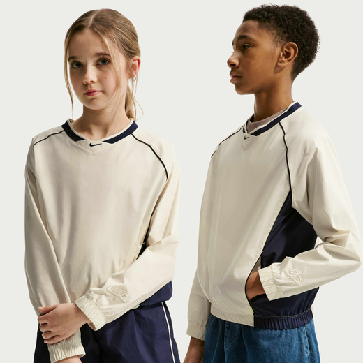 Long Sleeves Shirts-Nike, Nike Sportswear, Older Kids' Woven V-Neck Long-Sleeve Top