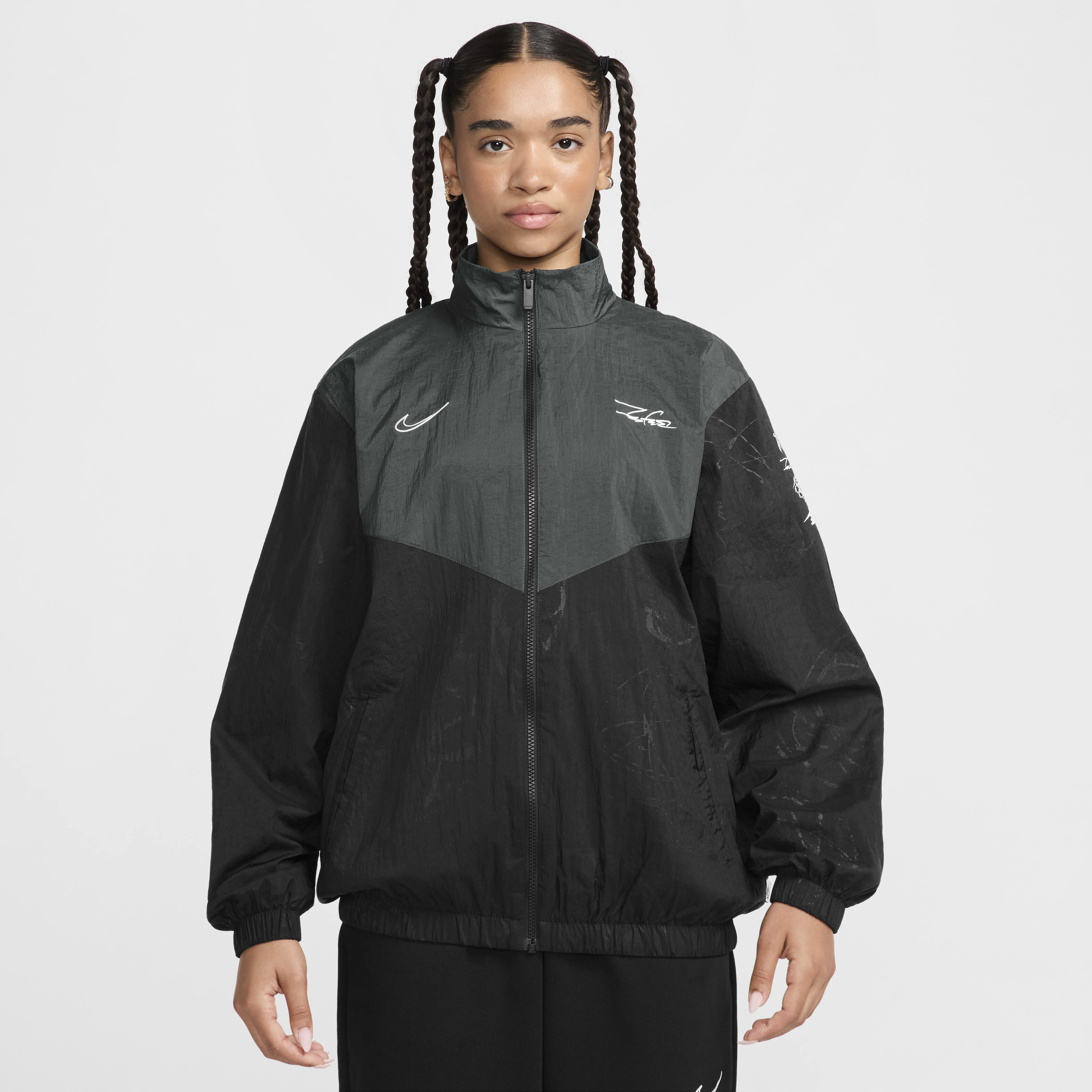 Nike windrunner women's jacket windbreaker hoodie black white top