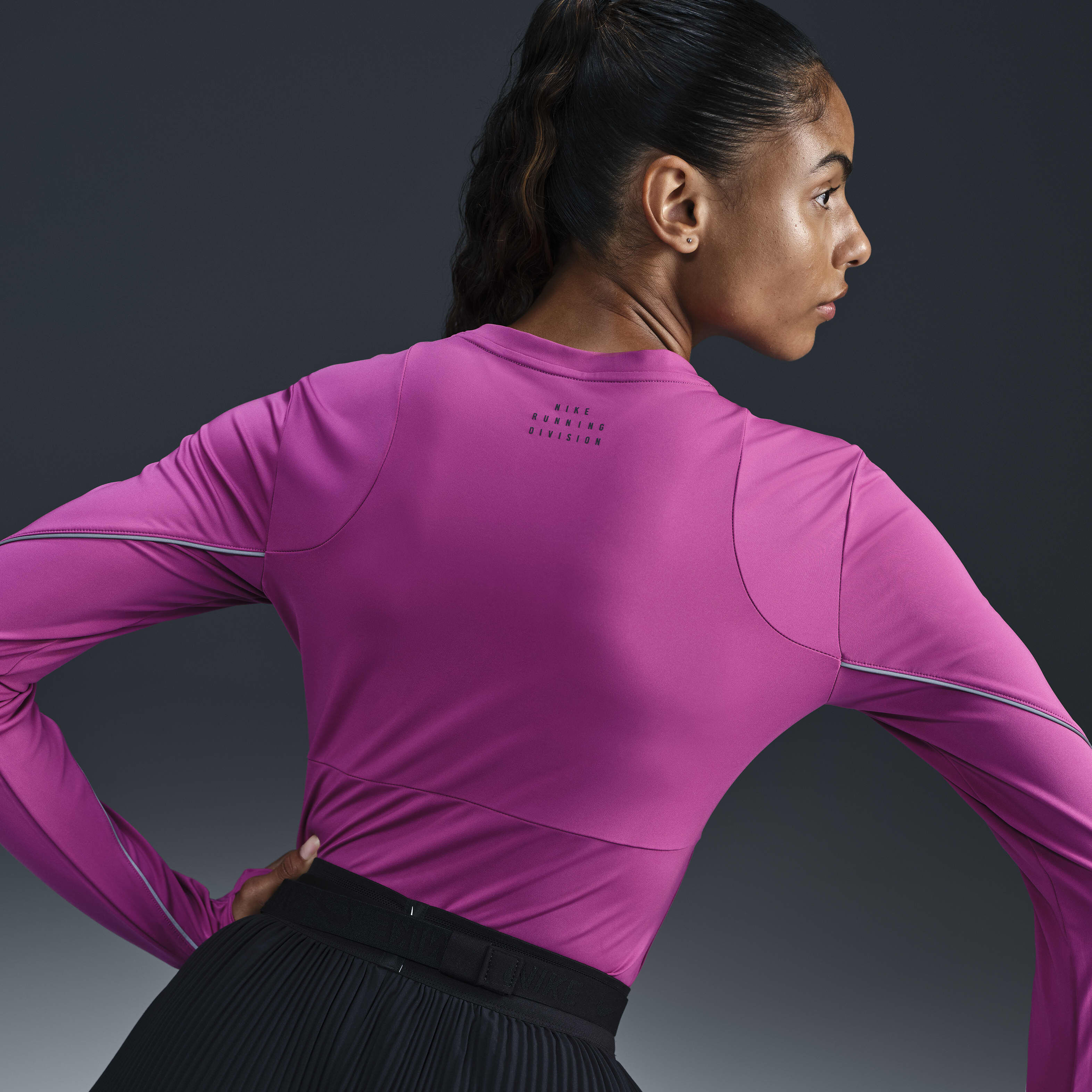 Nike pink long sleeve running top online