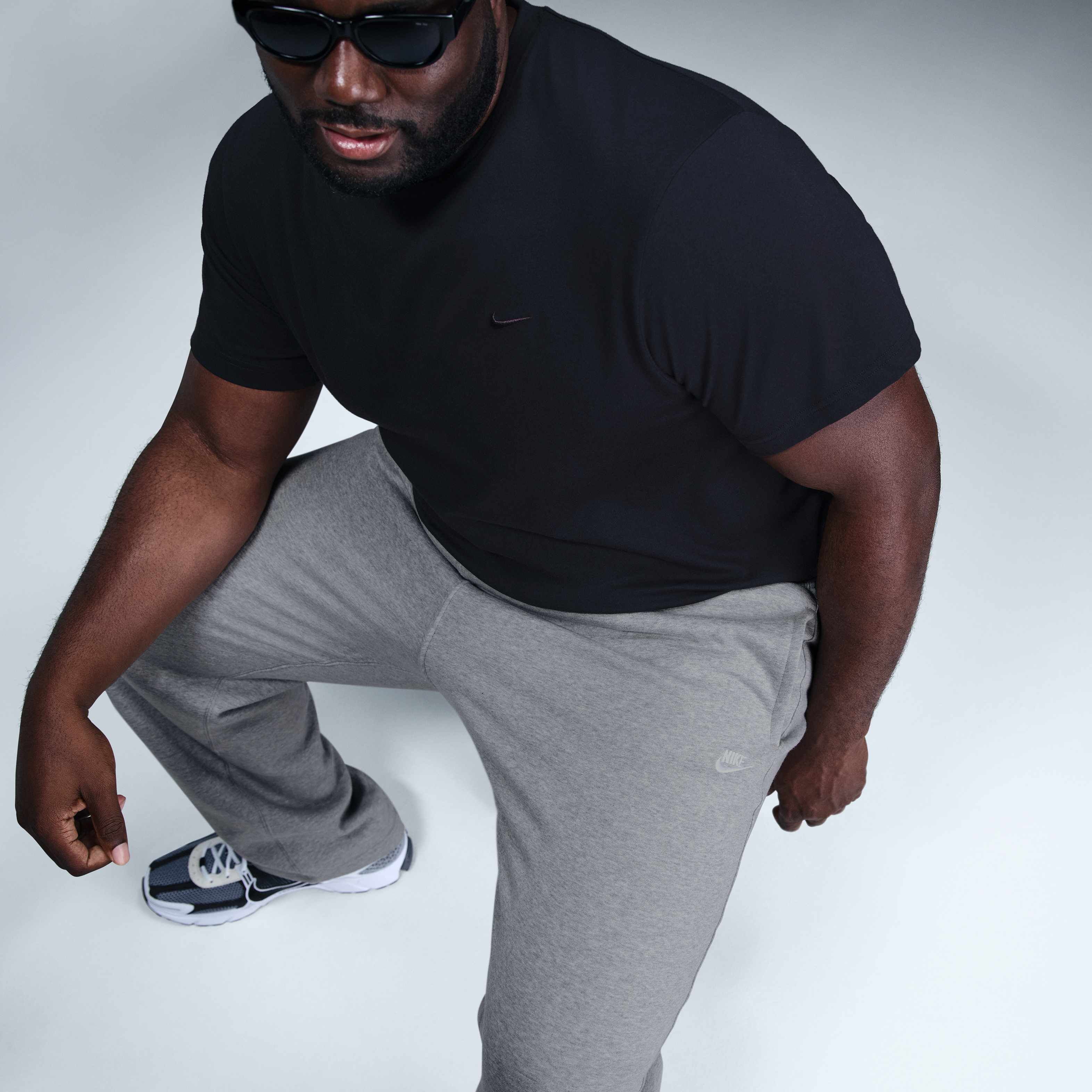 Buy Nike Club Men's Open-Hem Fleece Trousers - Dark Grey Heather