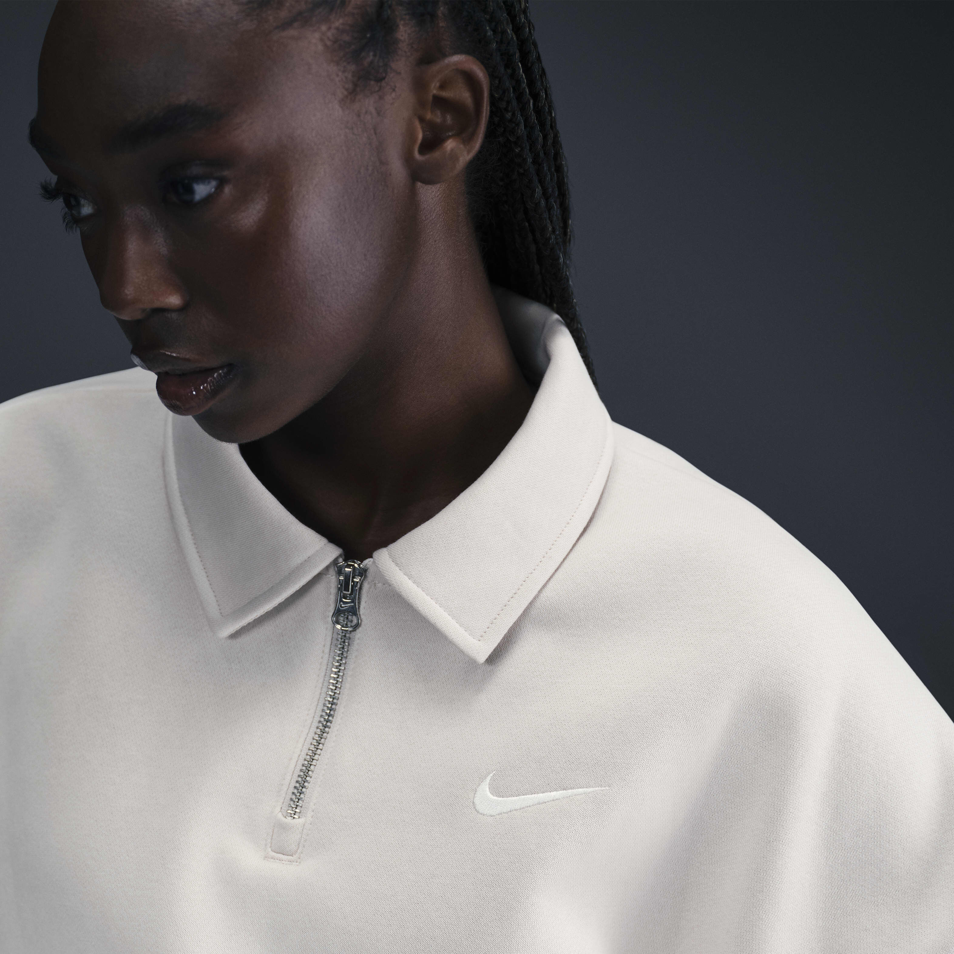 Buy Nike Sportswear Phoenix Fleece Women s Oversized 1 4 Zip Polo Light Orewood Brown Sail Nike Kuwait Official