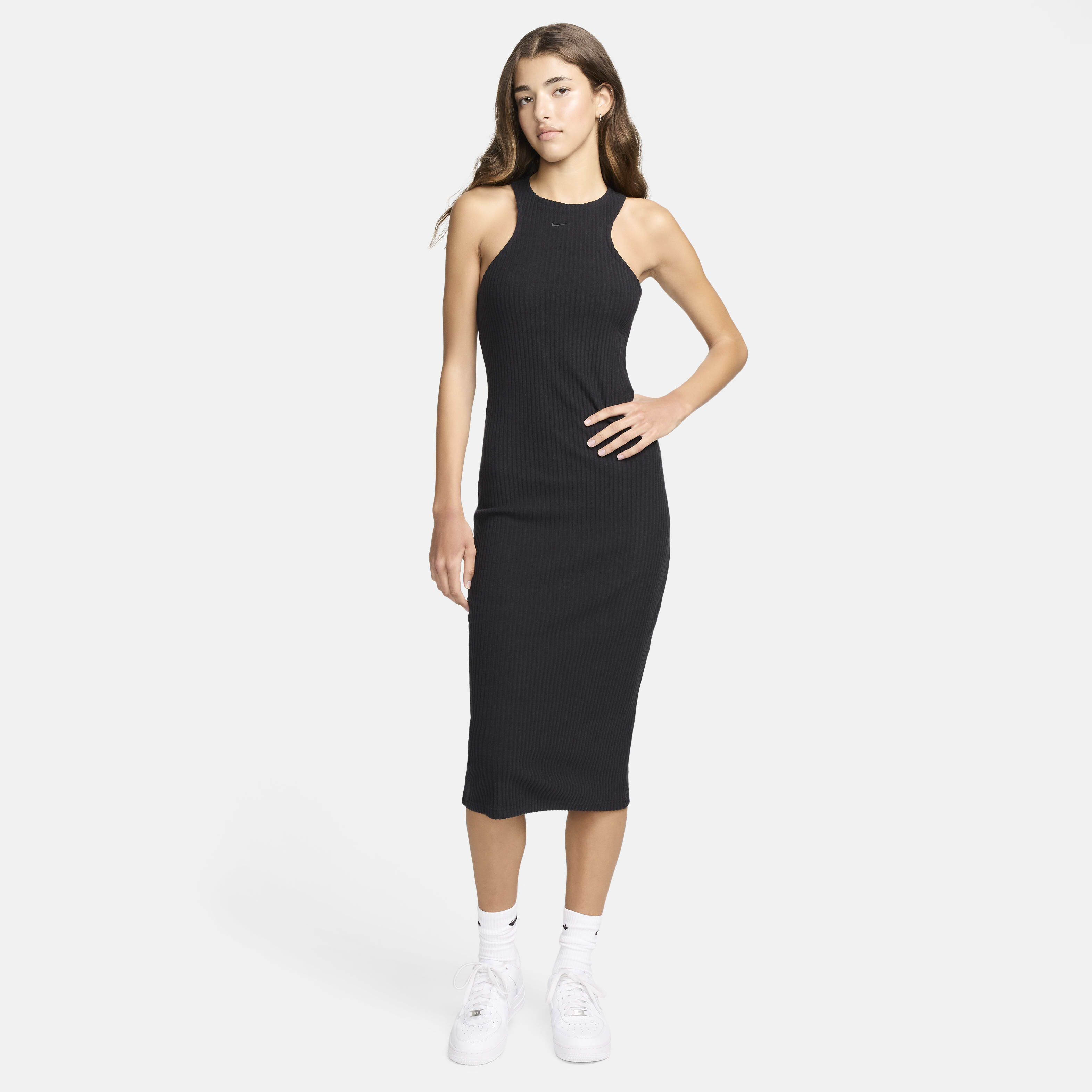 Buy Nike Sportswear Chill Rib Women s Slim Sleeveless Midi Dress Nike Kuwait Official