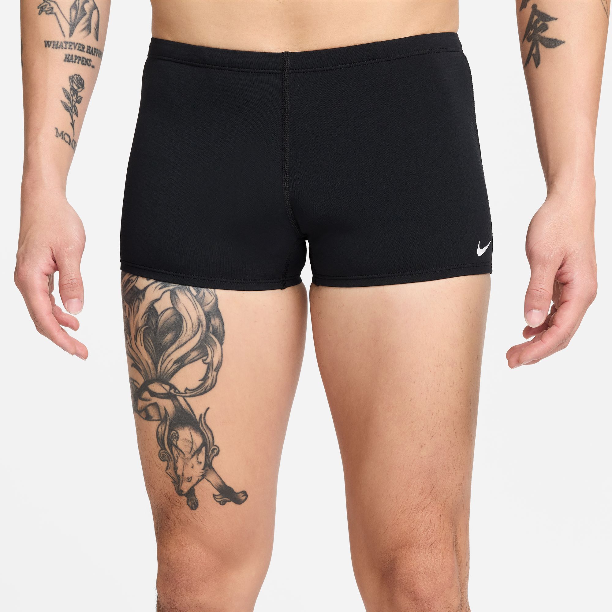 Buy Nike Poly Solid Men s Square Leg Swim Briefs Black Black White Nike Kuwait Official