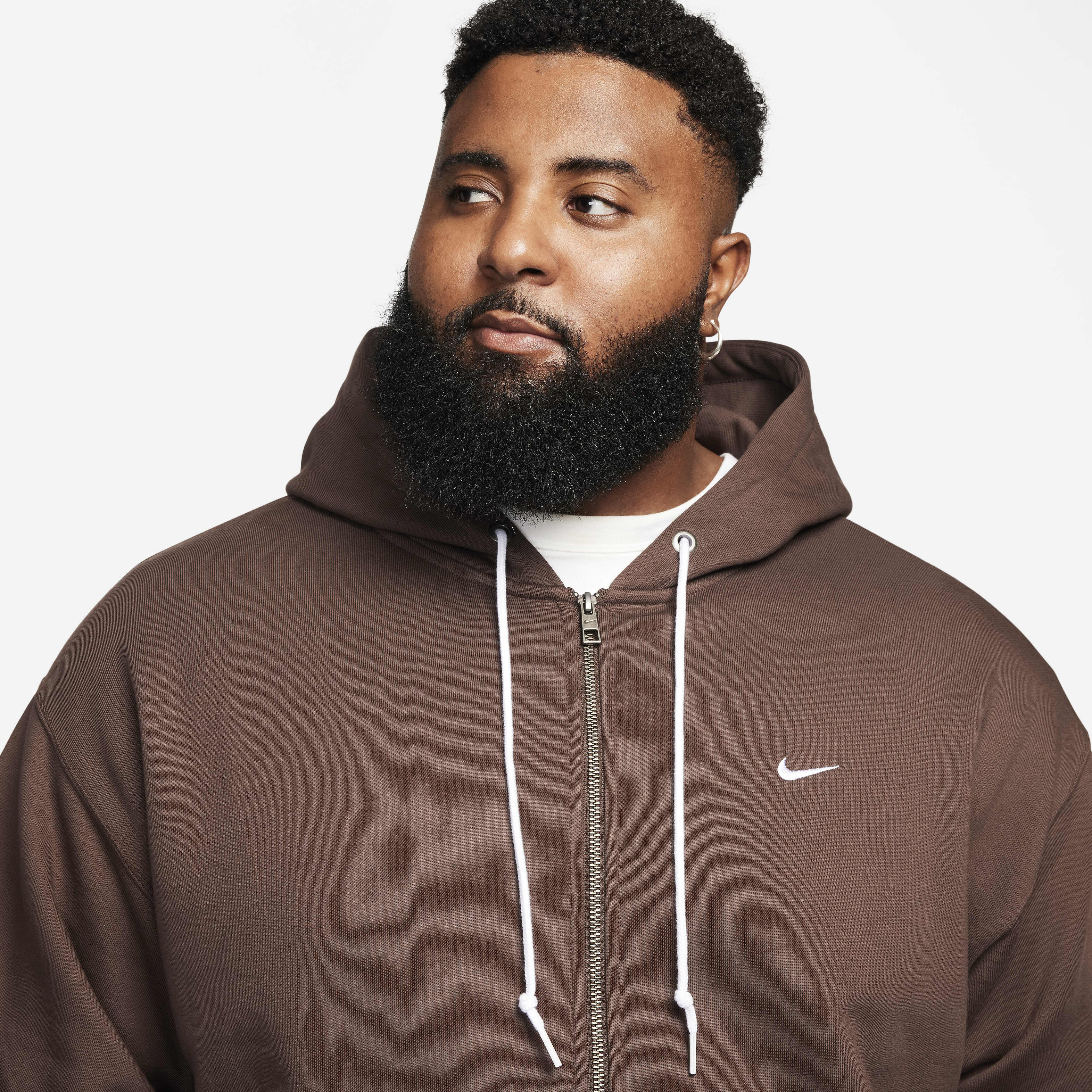 Buy Nike Solo Swoosh Men's Full-Zip Hoodie - Baroque Brown/White