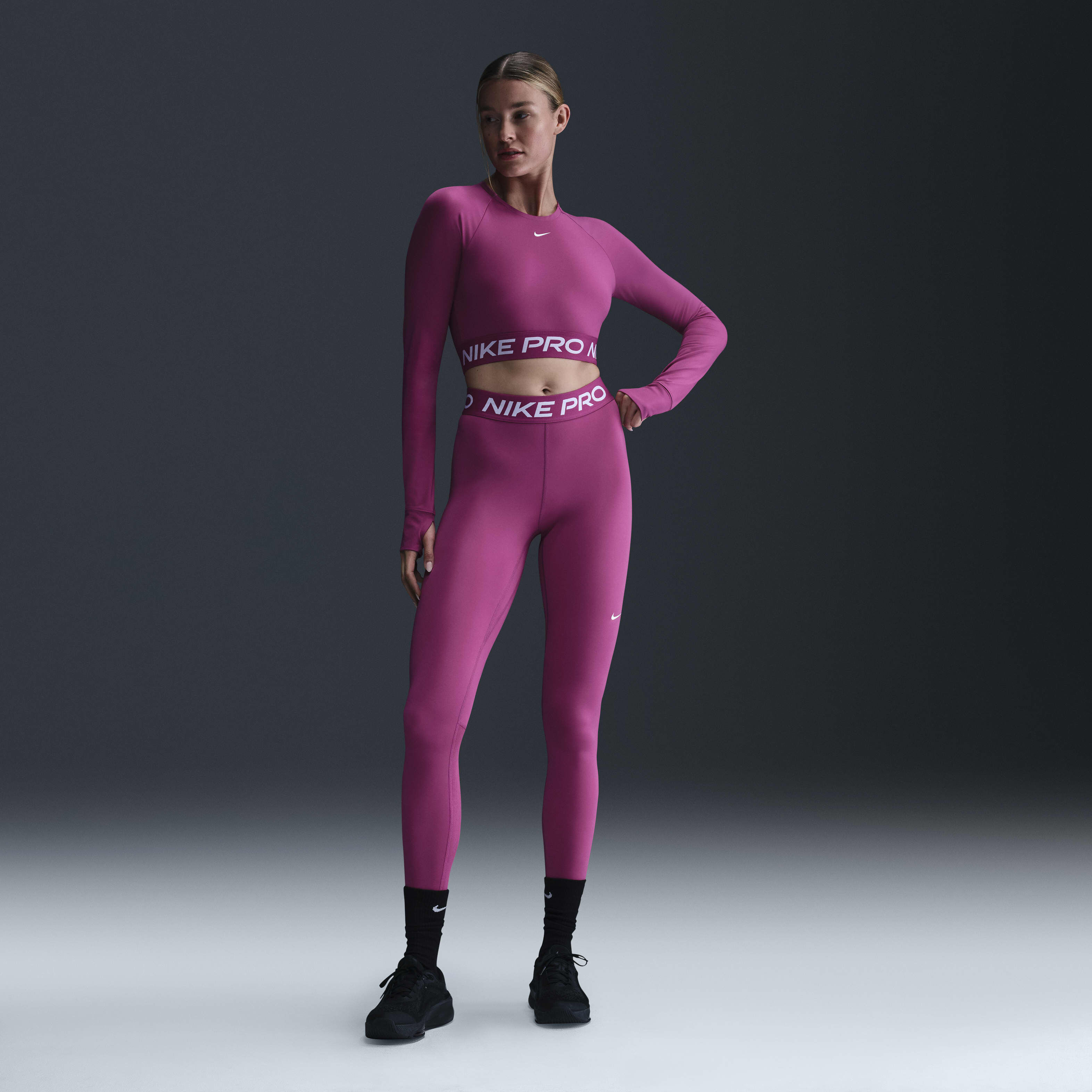 Buy Nike Pro Women's Dri-FIT Cropped Long-Sleeve Top - Hot