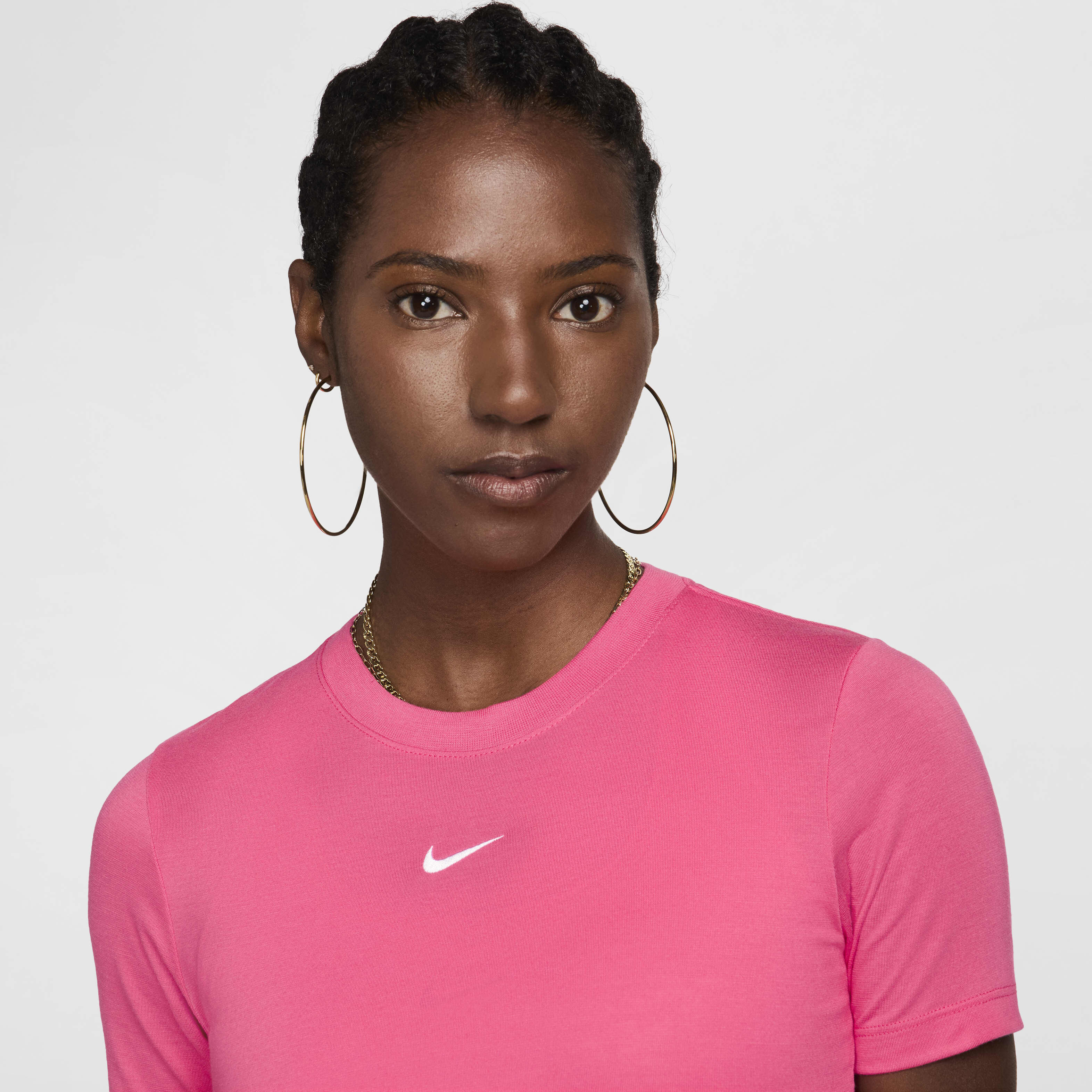 Buy Nike Sportswear Essential Women s Slim Cropped T Shirt Aster Pink Aster Pink White Nike Kuwait Official