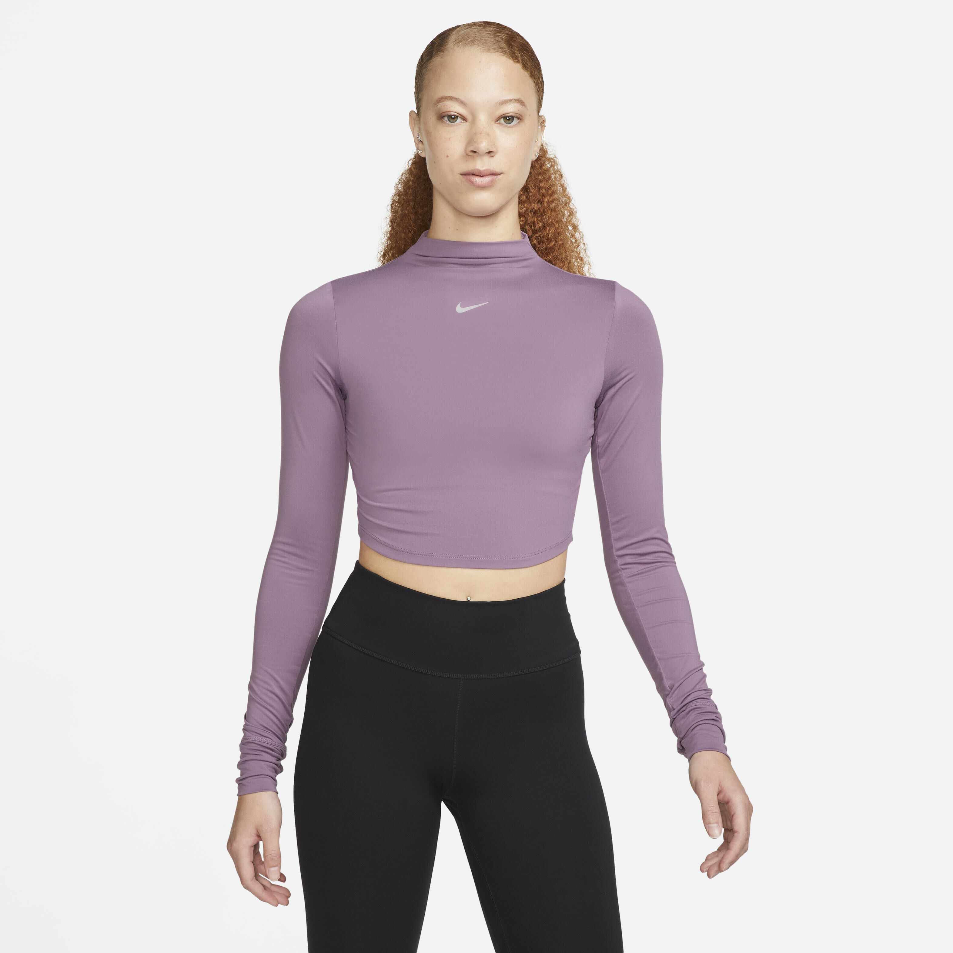 Buy Nike Dri FIT One Luxe Women s Long Sleeve Cropped Top Violet Dust Nike Kuwait Official