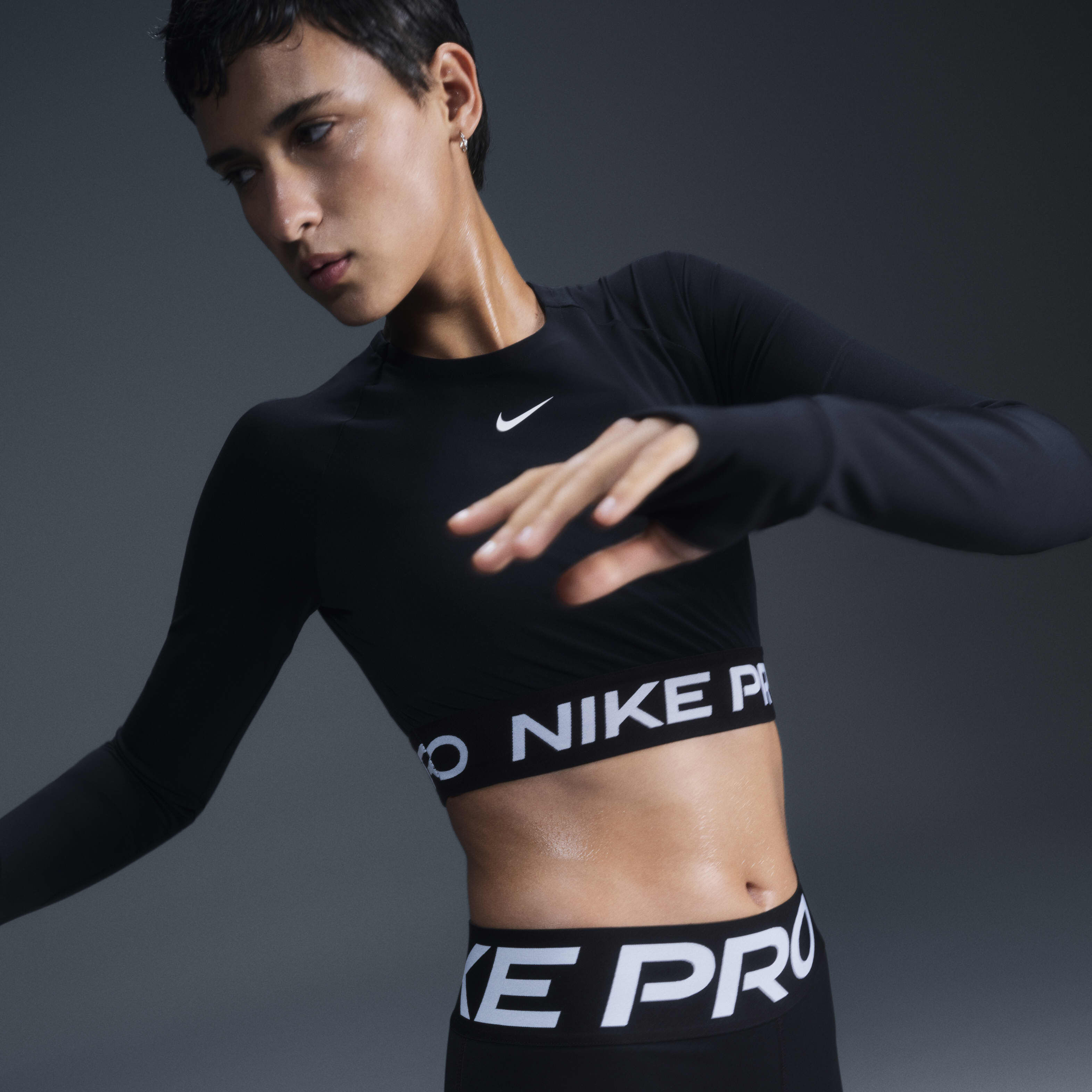 Buy Nike Pro Women s Dri FIT Cropped Long Sleeve Top Nike Kuwait Official