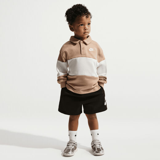 قمصان بولو للأطفال-نايكي, نايكي كلوب, تيشيرت بولو فرنش تيري بأكمام طويلة للأطفال الرضع