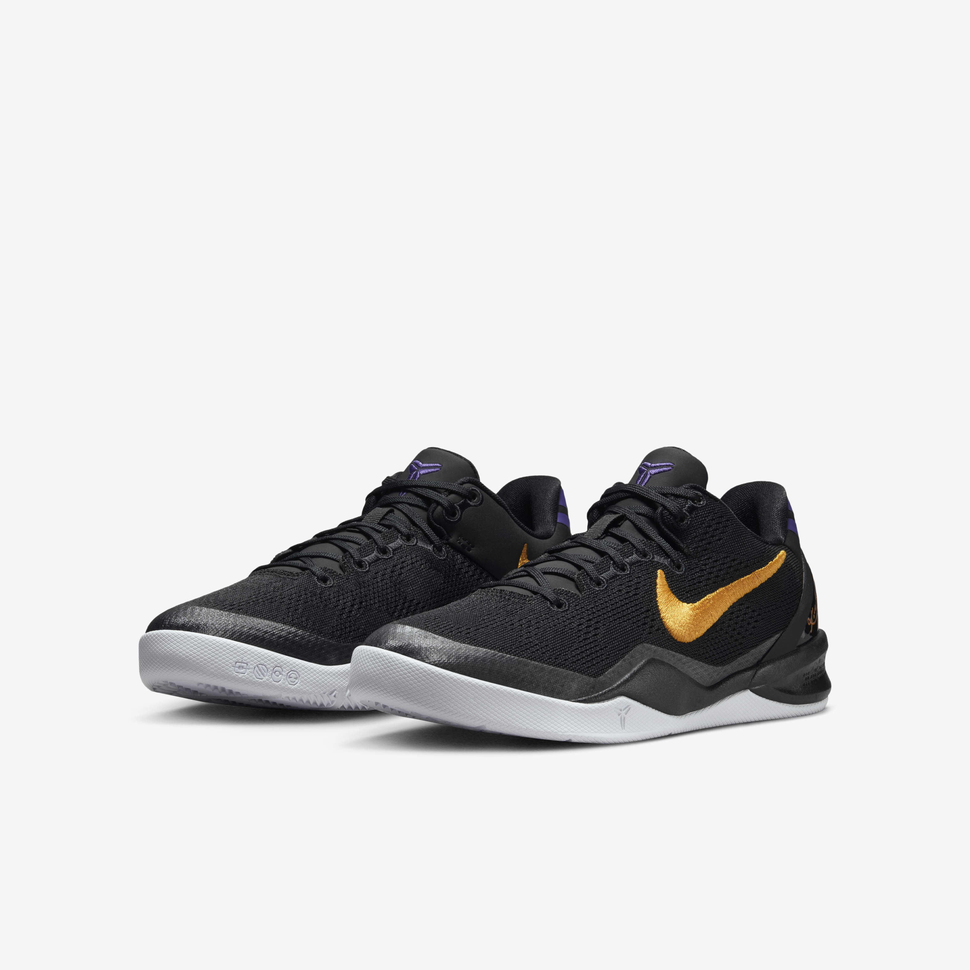 Buy Kobe VIII Older Kids Basketball Shoes Black White Court Purple University Gold Nike Kuwait Official