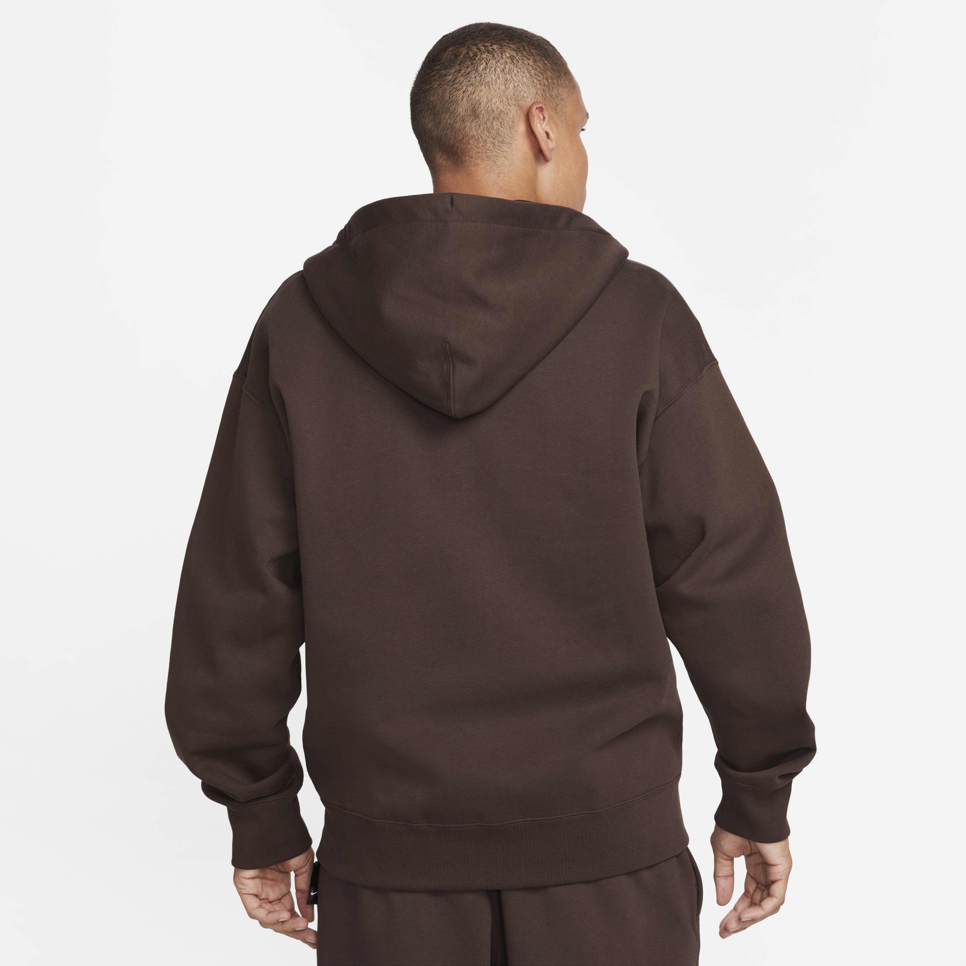 nike metallic swoosh neutral hoodie in dark brown