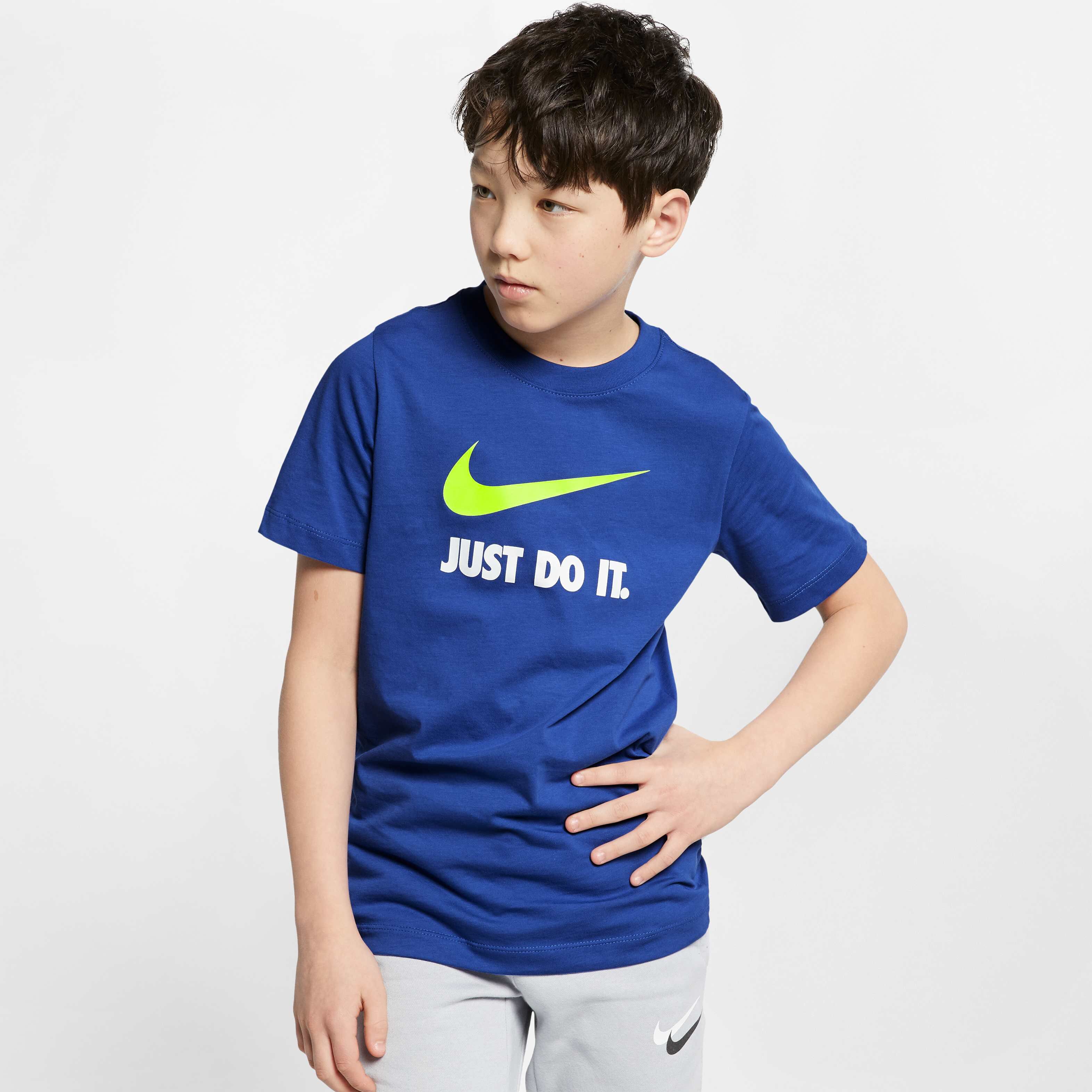 royal blue and volt nike shirt