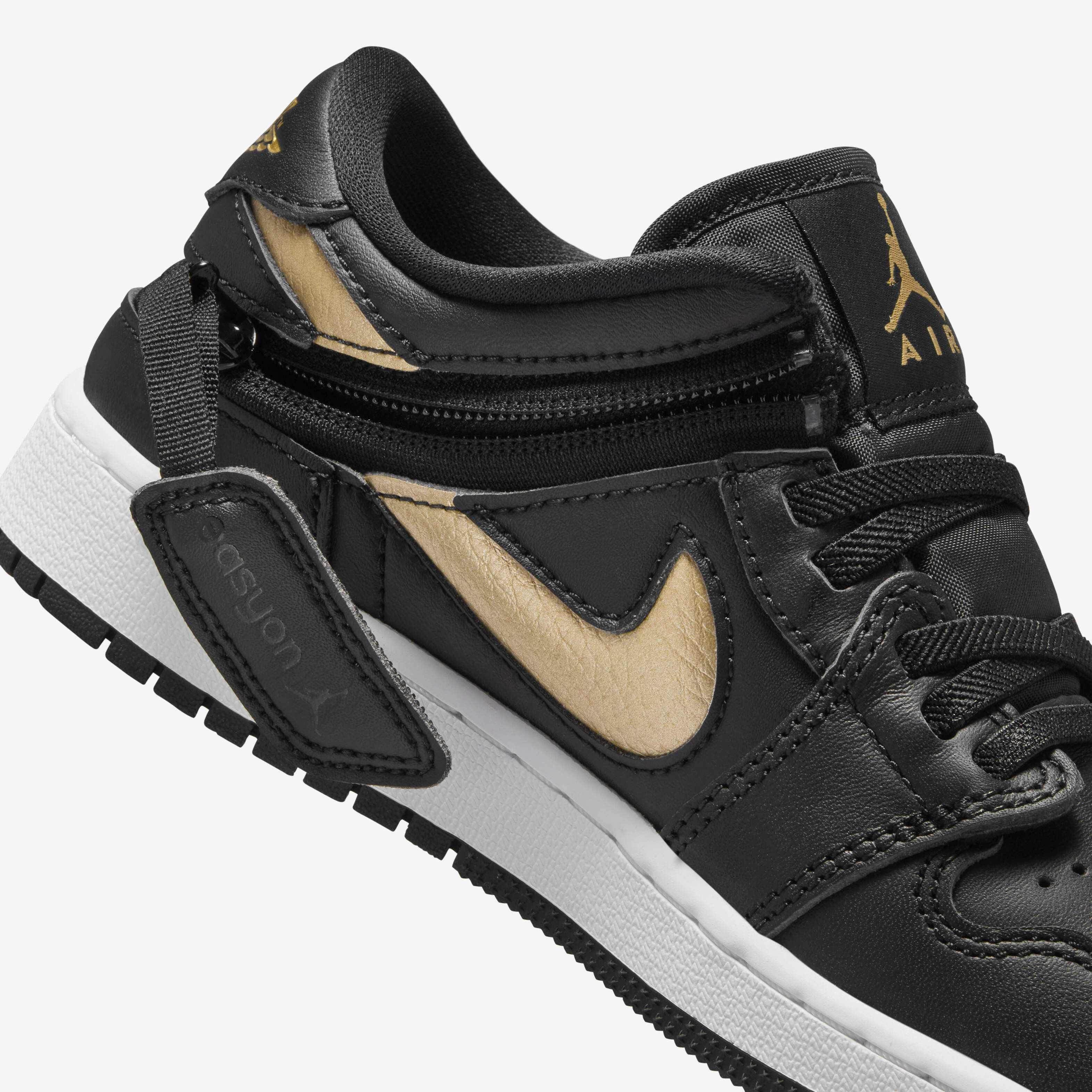 Buy Air Jordan 1 Low FlyEase Older Kids Shoes Black White Metallic Gold Nike Kuwait Official