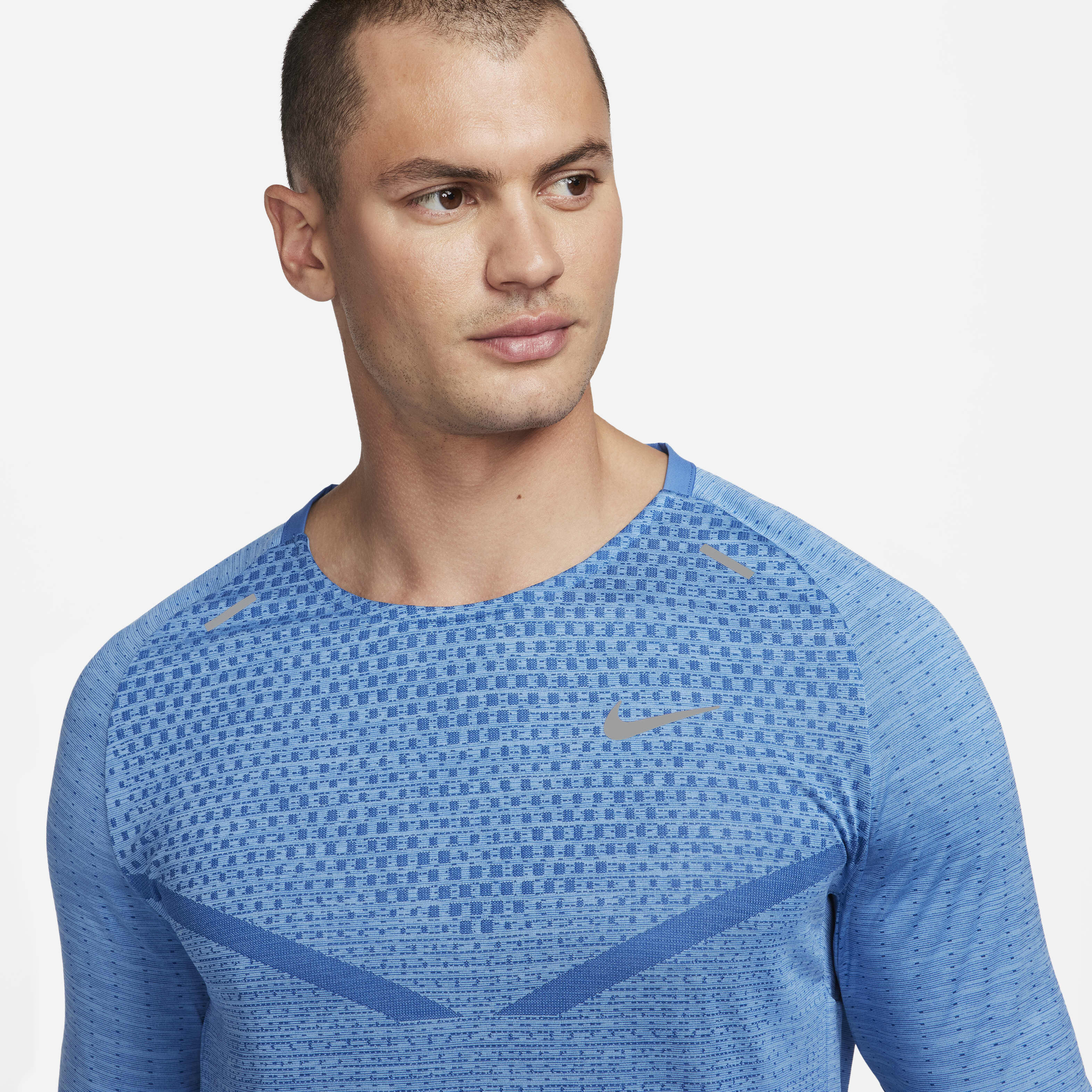 Buy Nike TechKnit Men s Dri FIT ADV Long sleeve Running Top Star Blue University Blue Nike Kuwait Official