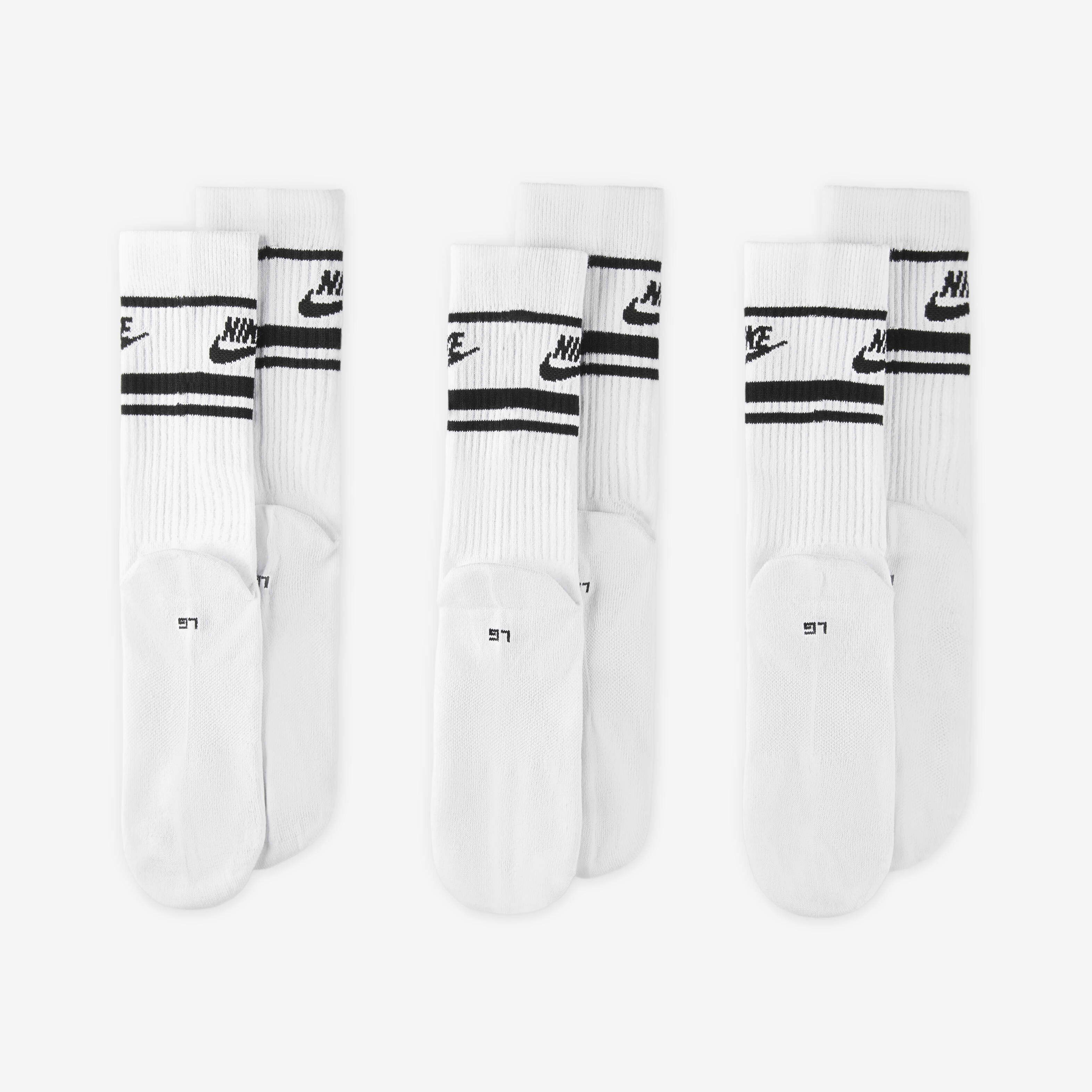 Buy Nike Sportswear Dri FIT Everyday Essential Crew Socks 3 Pairs White Black Black Nike Kuwait Official
