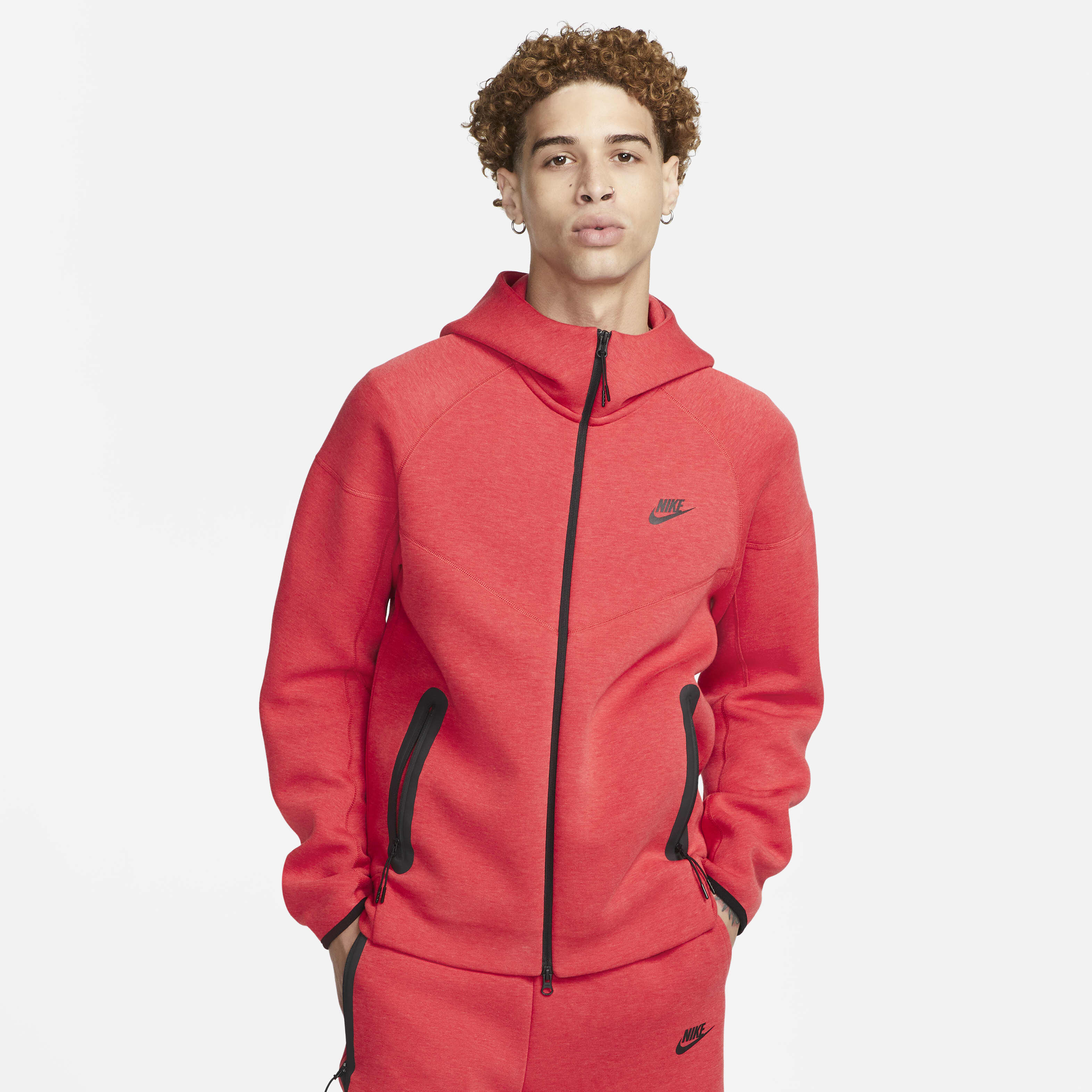 Buy Nike Sportswear Tech Fleece Windrunner Men s Full Zip Hoodie Light University Red Heather Black Nike Kuwait Official