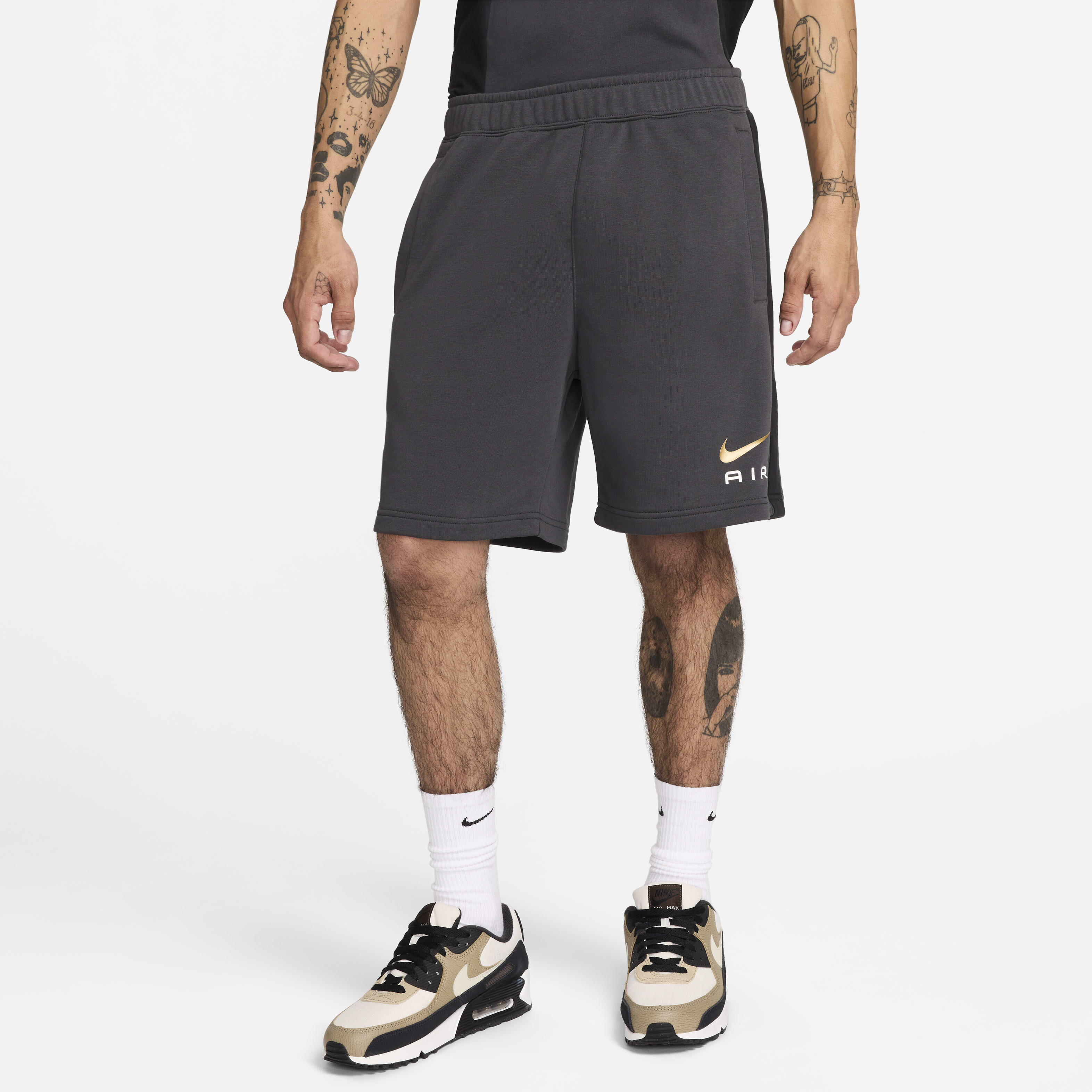 Buy Nike Air Men s French Terry Shorts Dark Smoke Grey Black Nike Kuwait Official