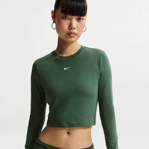 Women's Long Sleeves Shirts-Nike, Nike Sportswear Chill Knit, Women's Slim Long-Sleeve Cropped Top