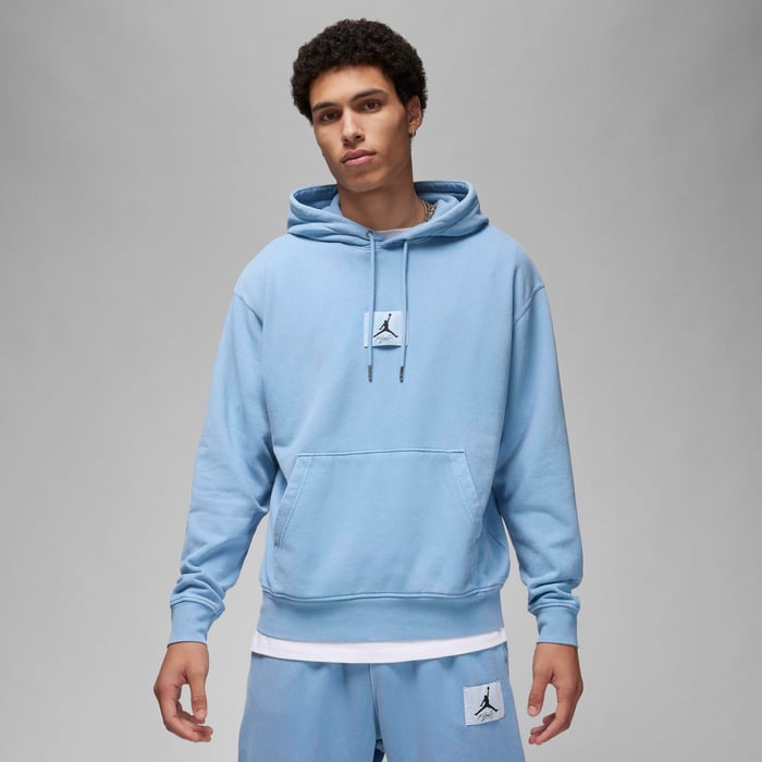 Buy Jordan Flight Fleece Men's Washed Pullover Hoodie Blue Grey